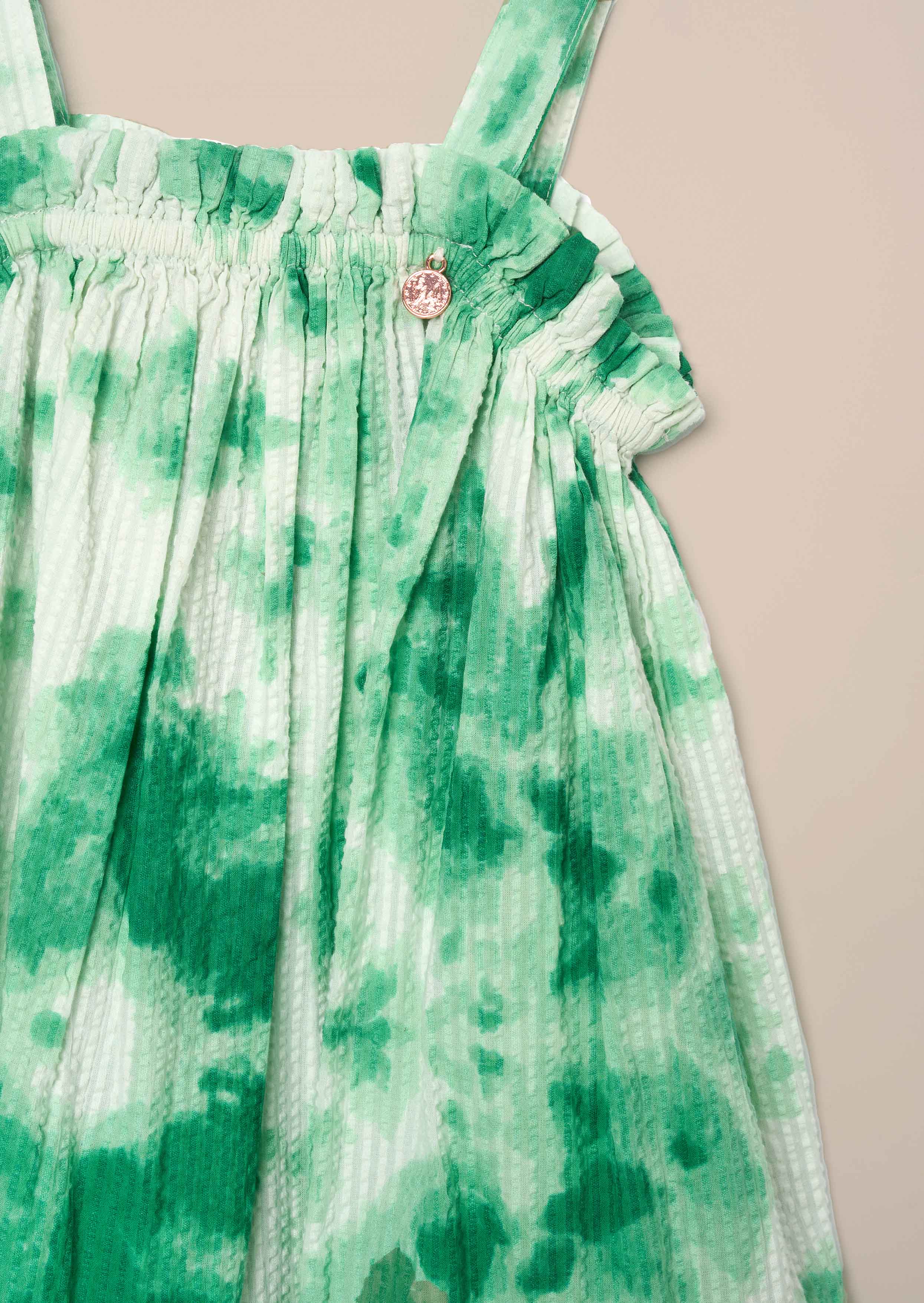 Girl Green Tie Dye Sun Dress Outfit