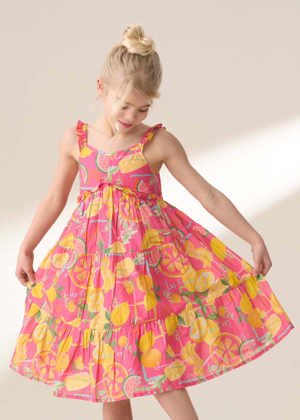 Girl Pink Fruit Print Sundress