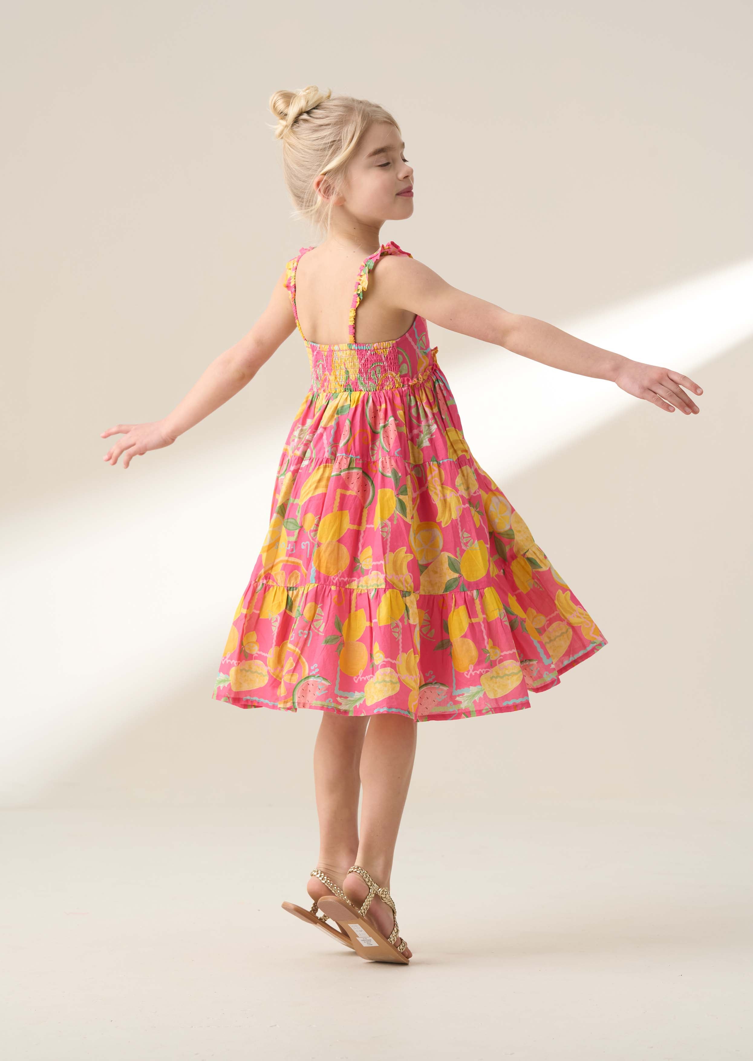 Maxi Girl Pink Fruit Print Dress