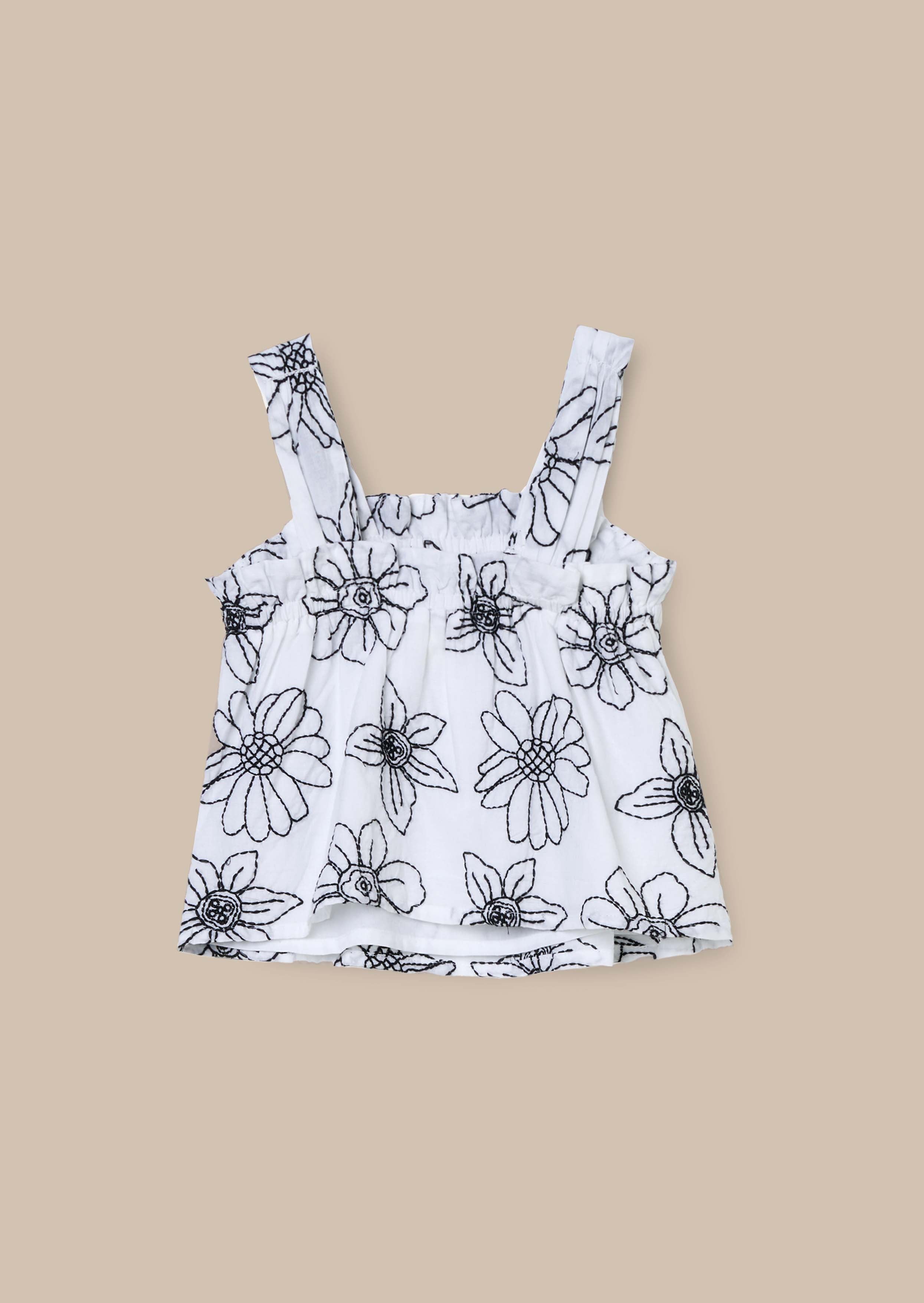Buy White Embroidered Woven Top