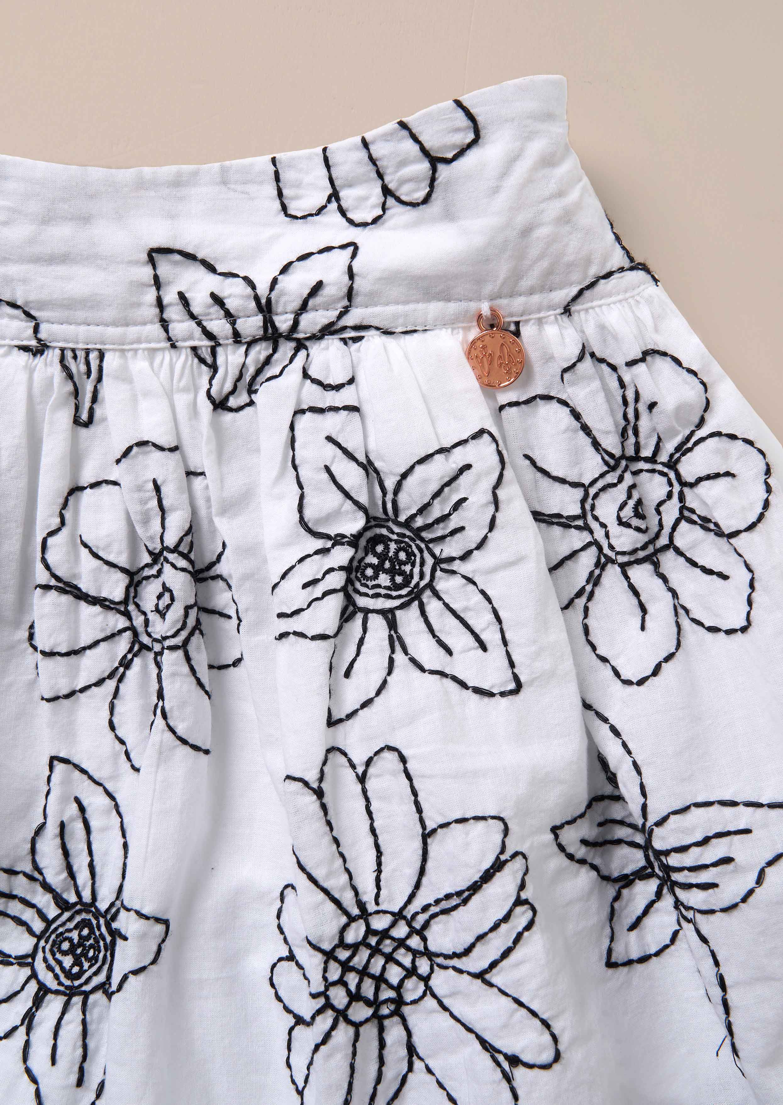 Online White Embroidered Woven Skirt