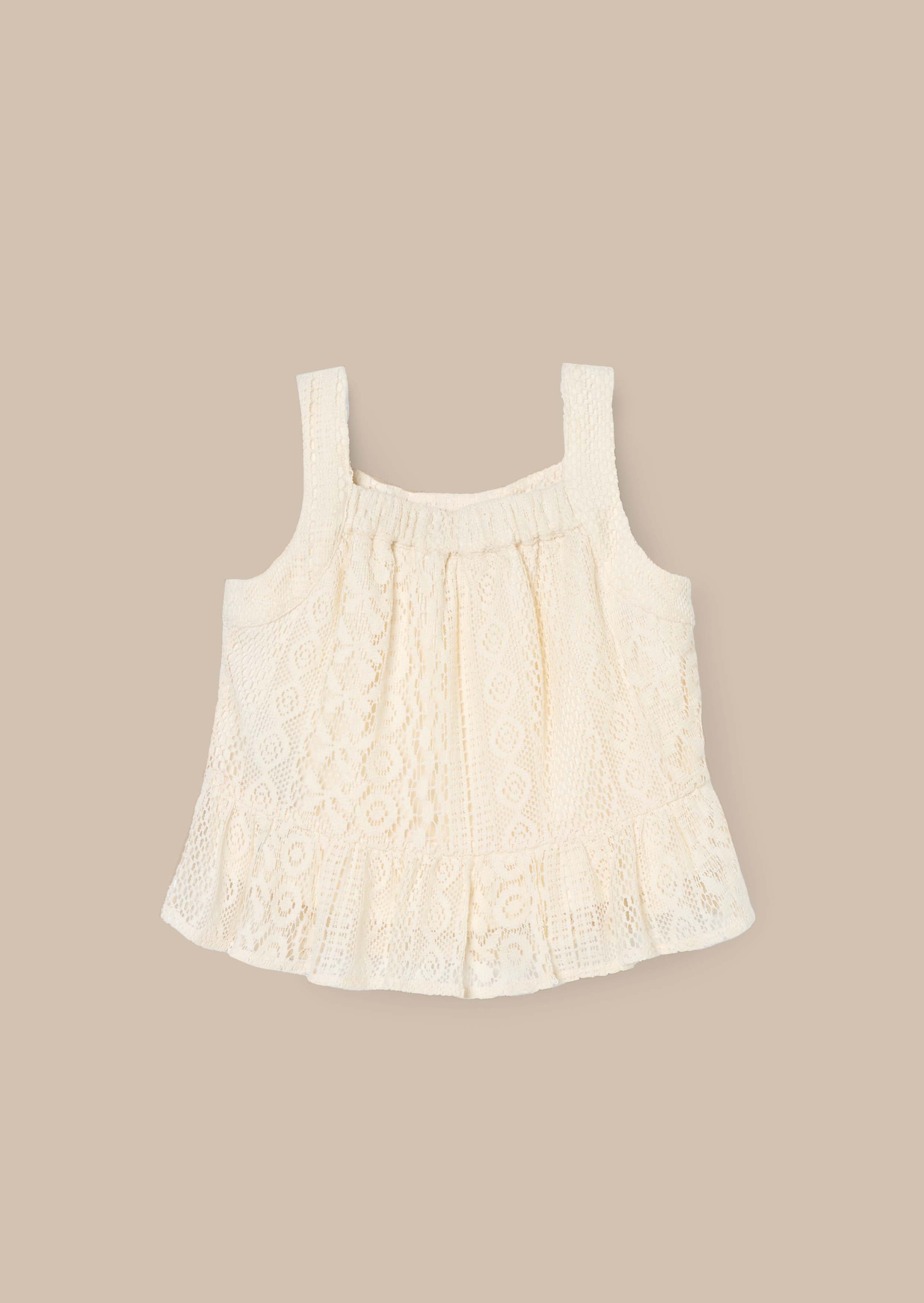 Cotton Cream Jersey Crochet Top