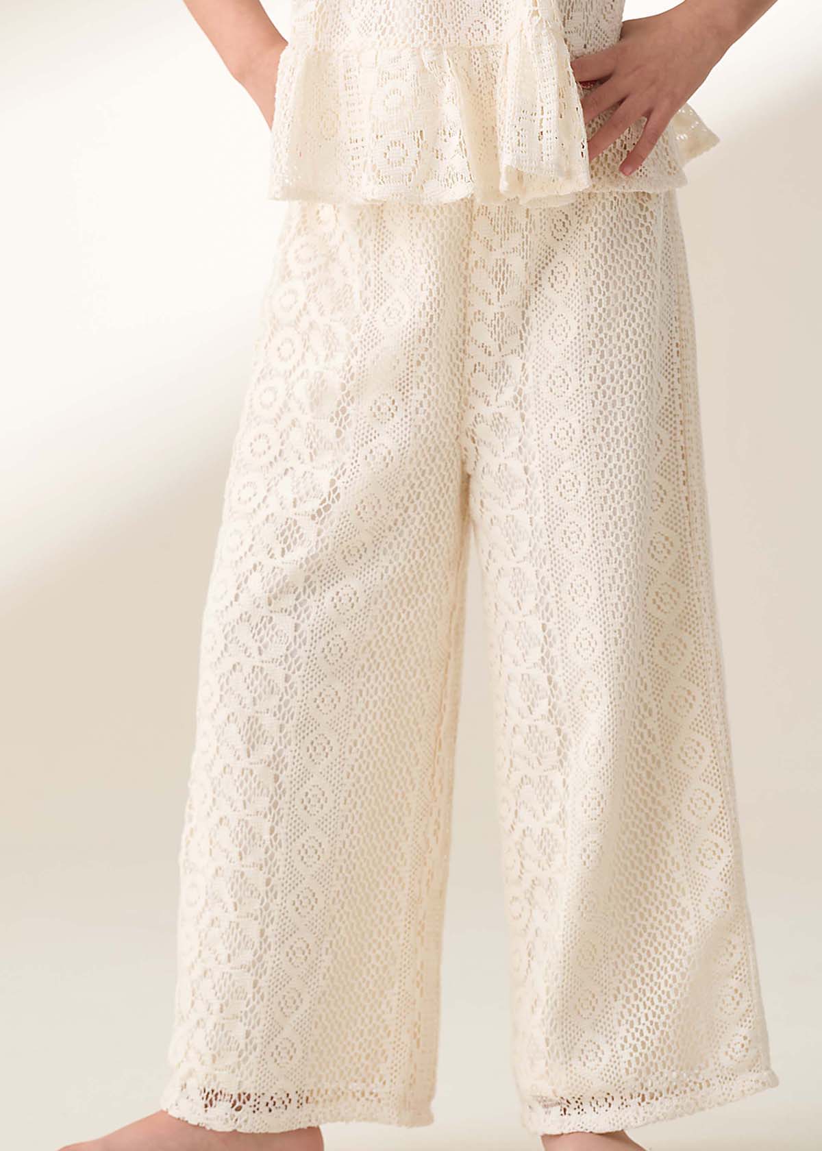 Girls Cream Jersey Trousers Cream
