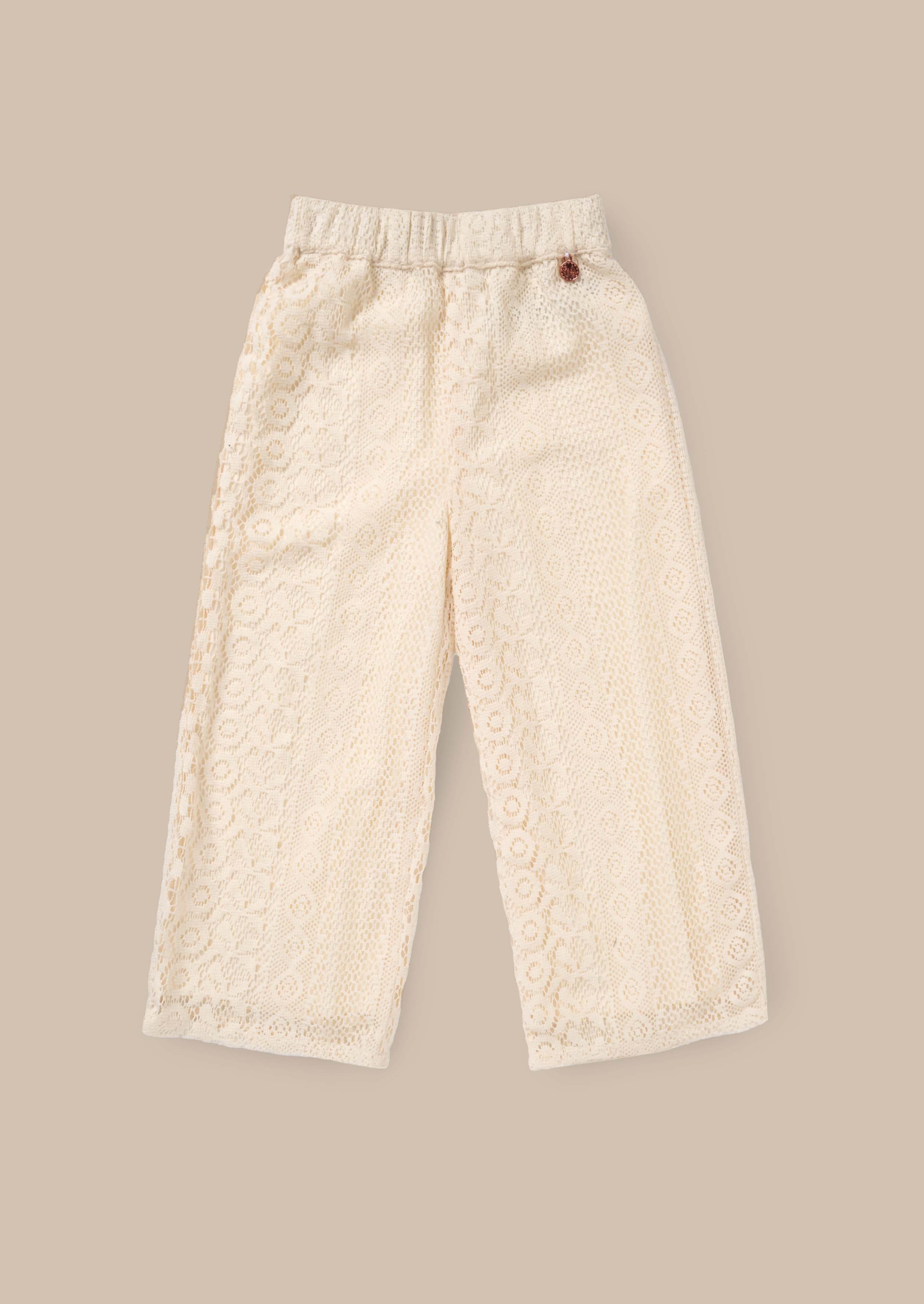 Mid Rise Girl Cream Jersey Trousers Cream