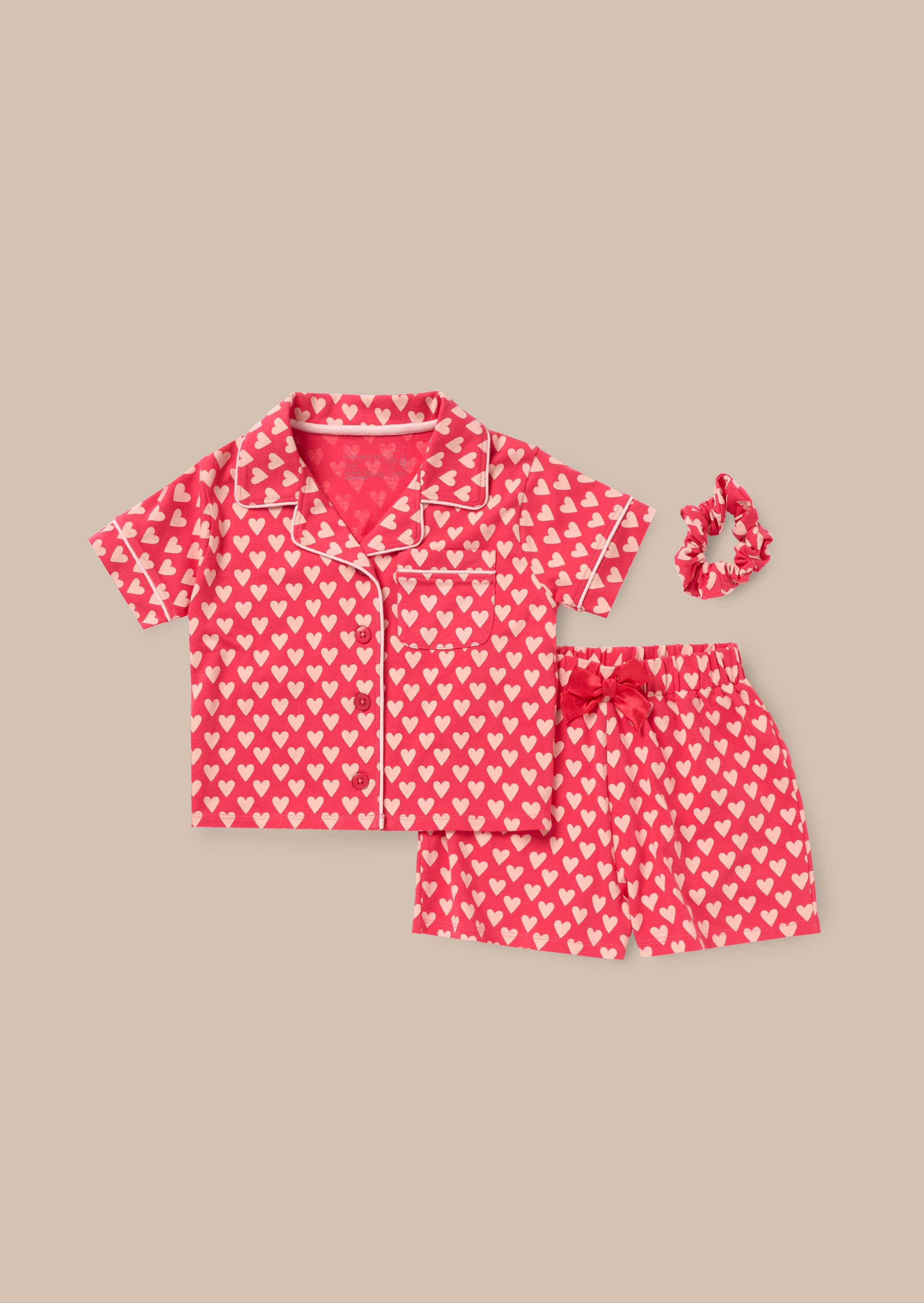 Online Stella Pink Heart Print Pj Set