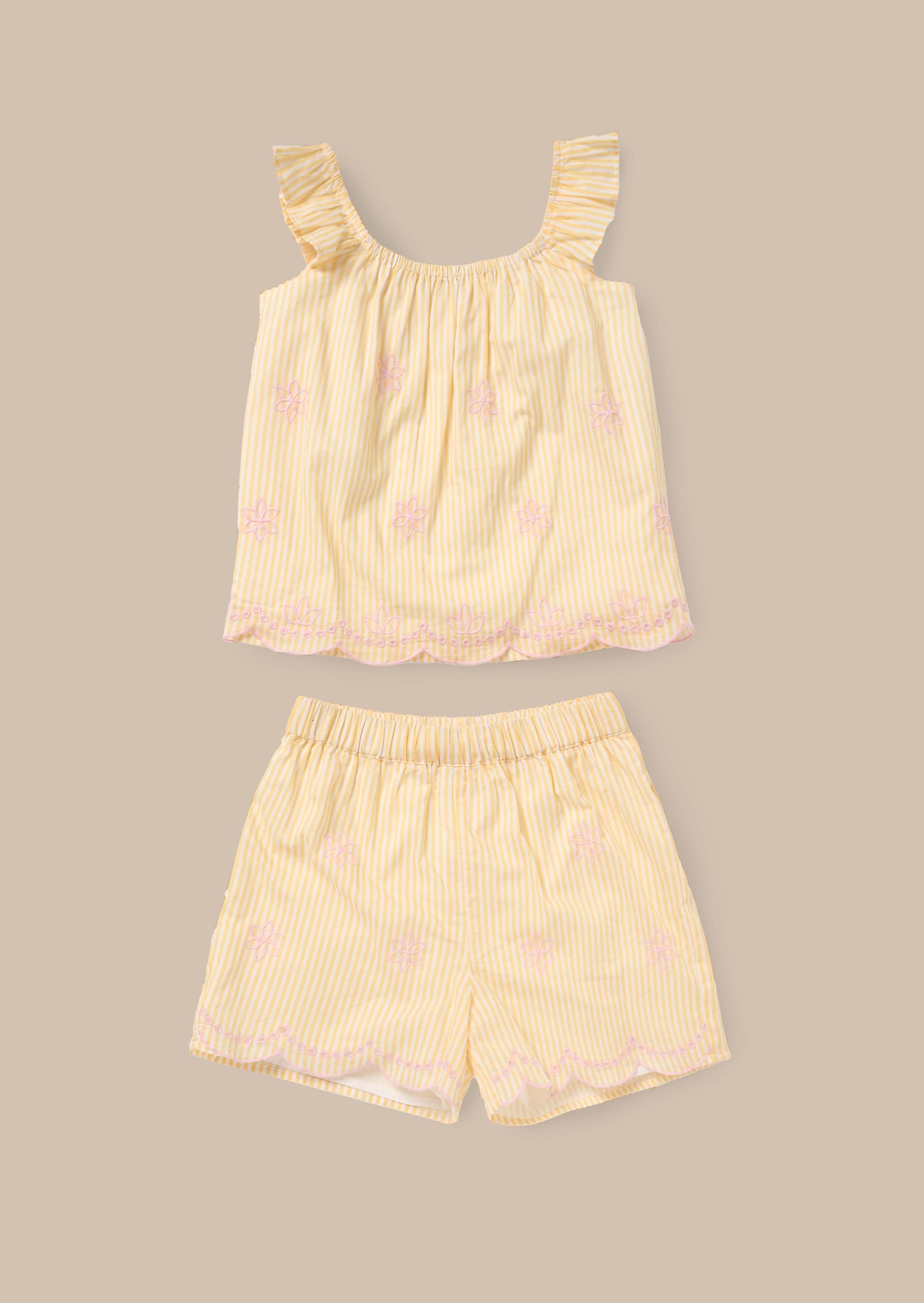 Online Yellow Broderie Pj Set