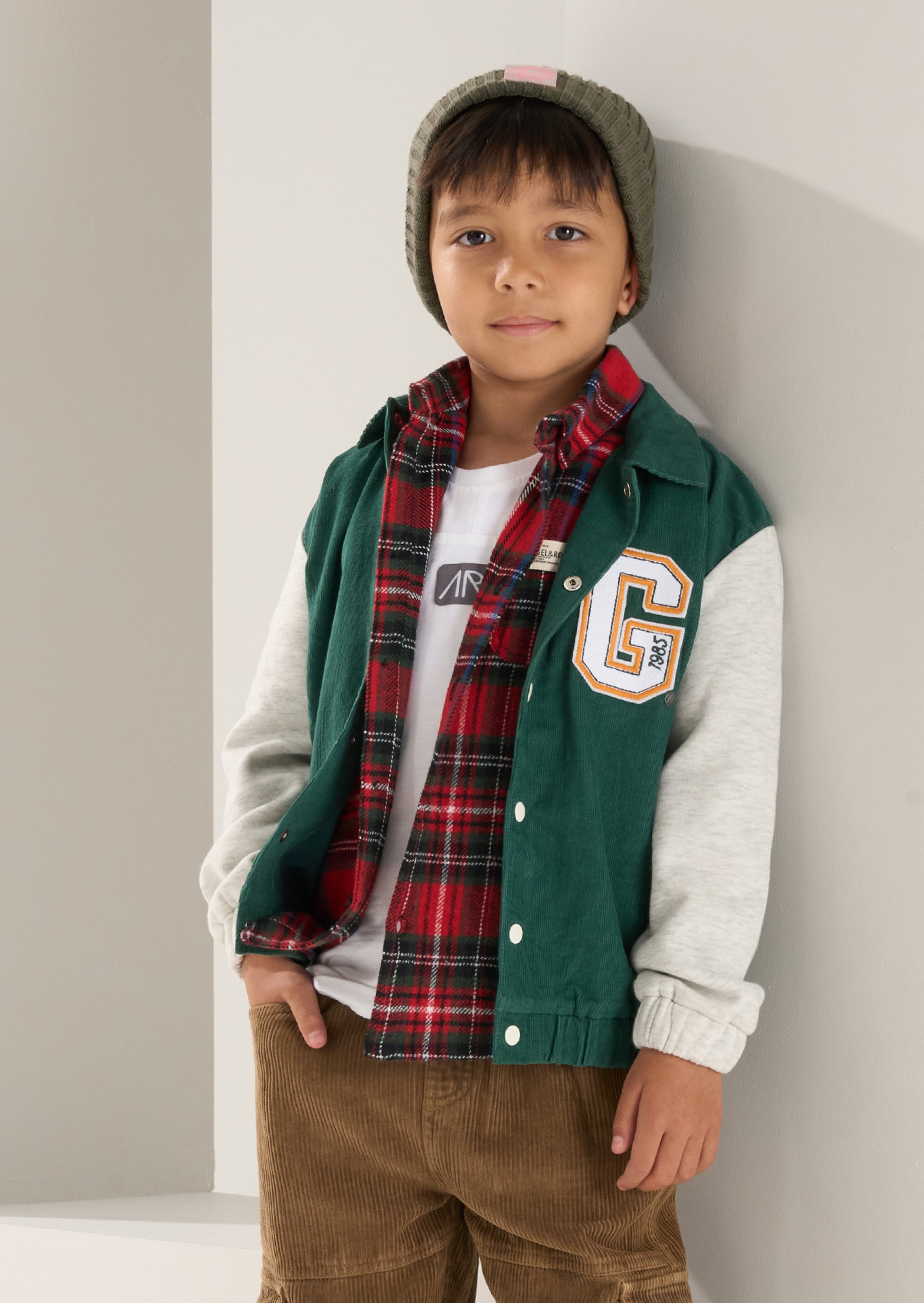 Angel Rocket Boys Self Textured Green Jackets - Main Image