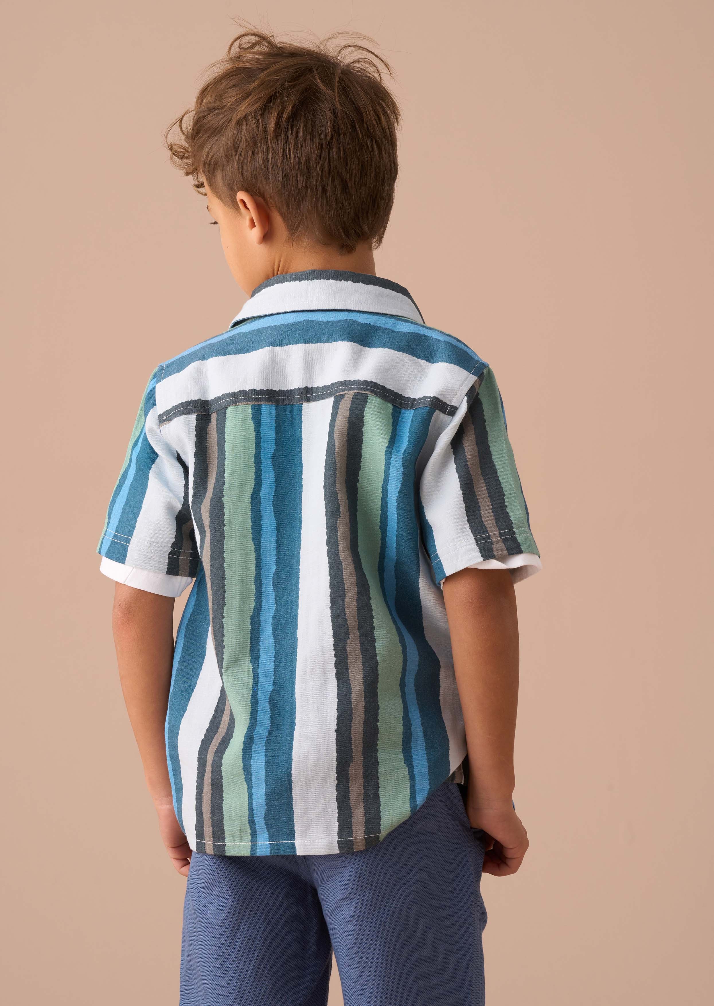 Cotton Painted Striped Shirt
