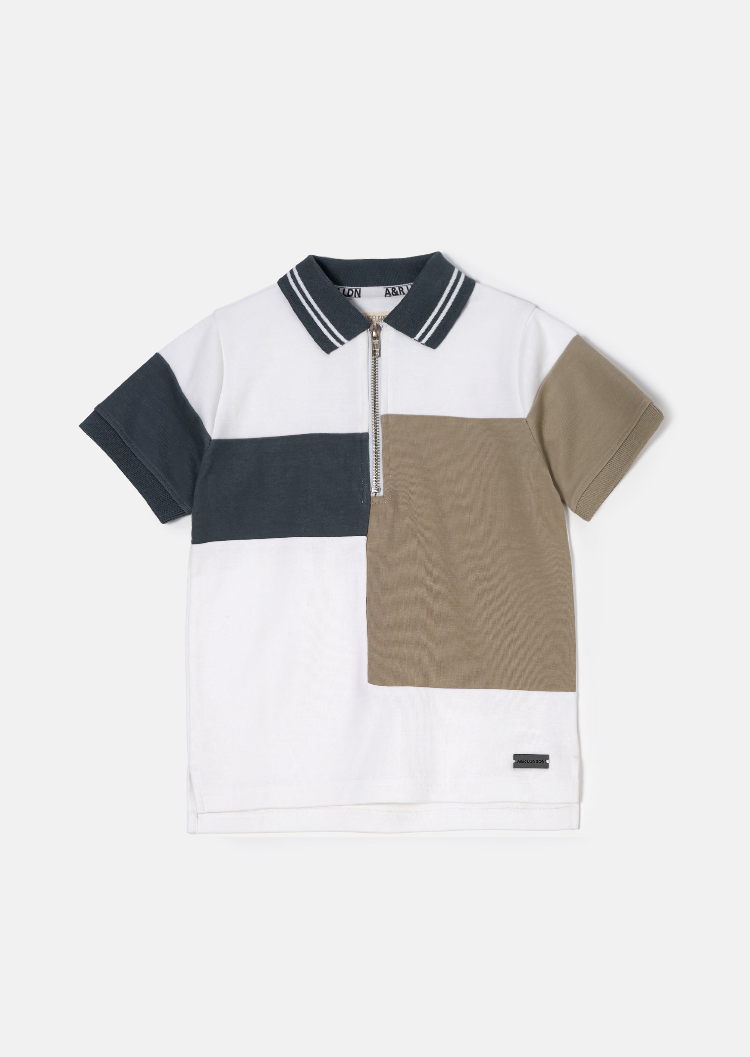 Kane White Textured Block Polo