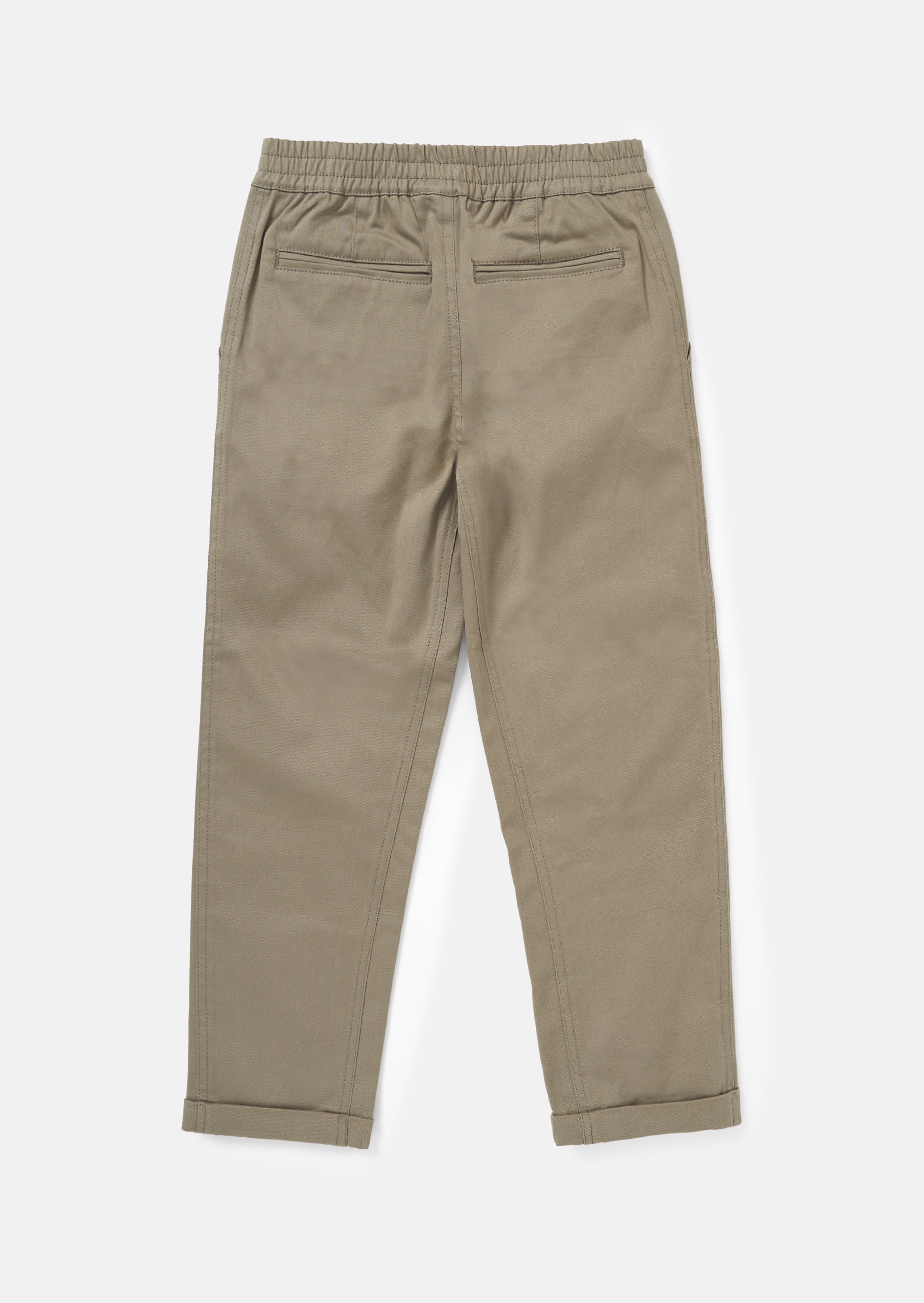 Boys Solid Cotton Green Smart Chino Pants
