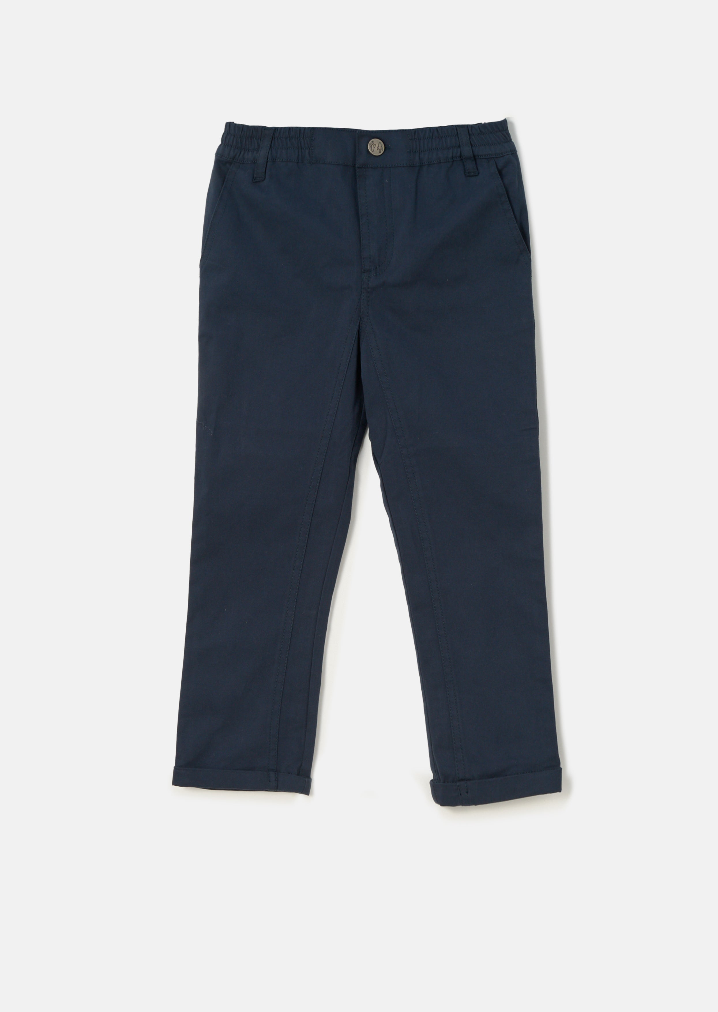 Boys Solid Cotton Blue Smart Chino Pants