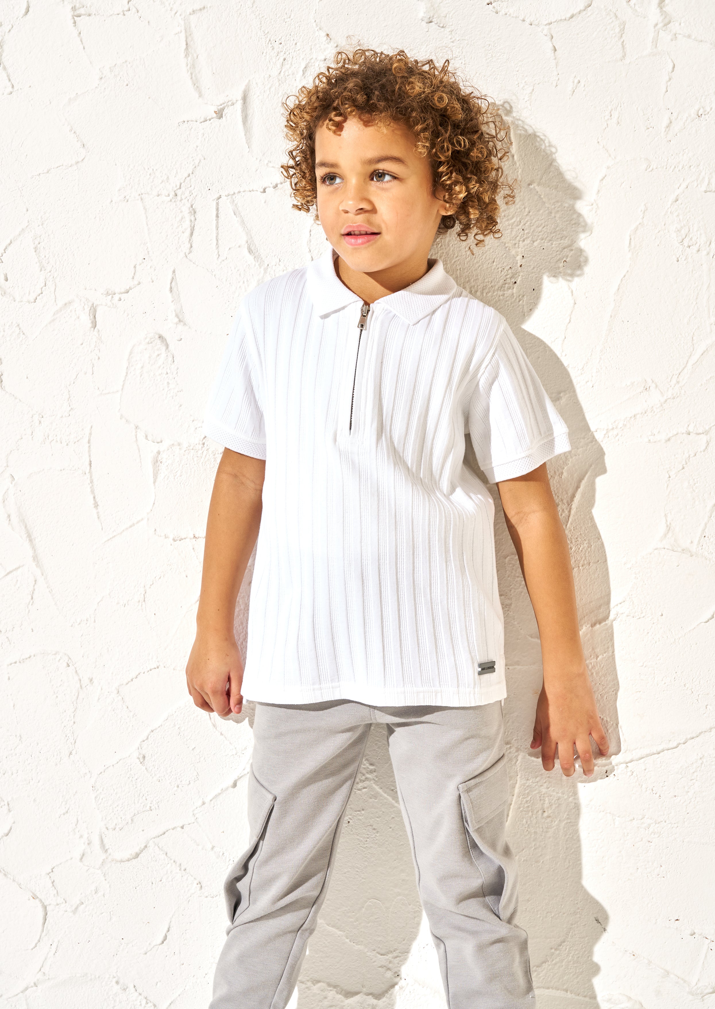 Hartley Textured Rib Quarter Zip Polo