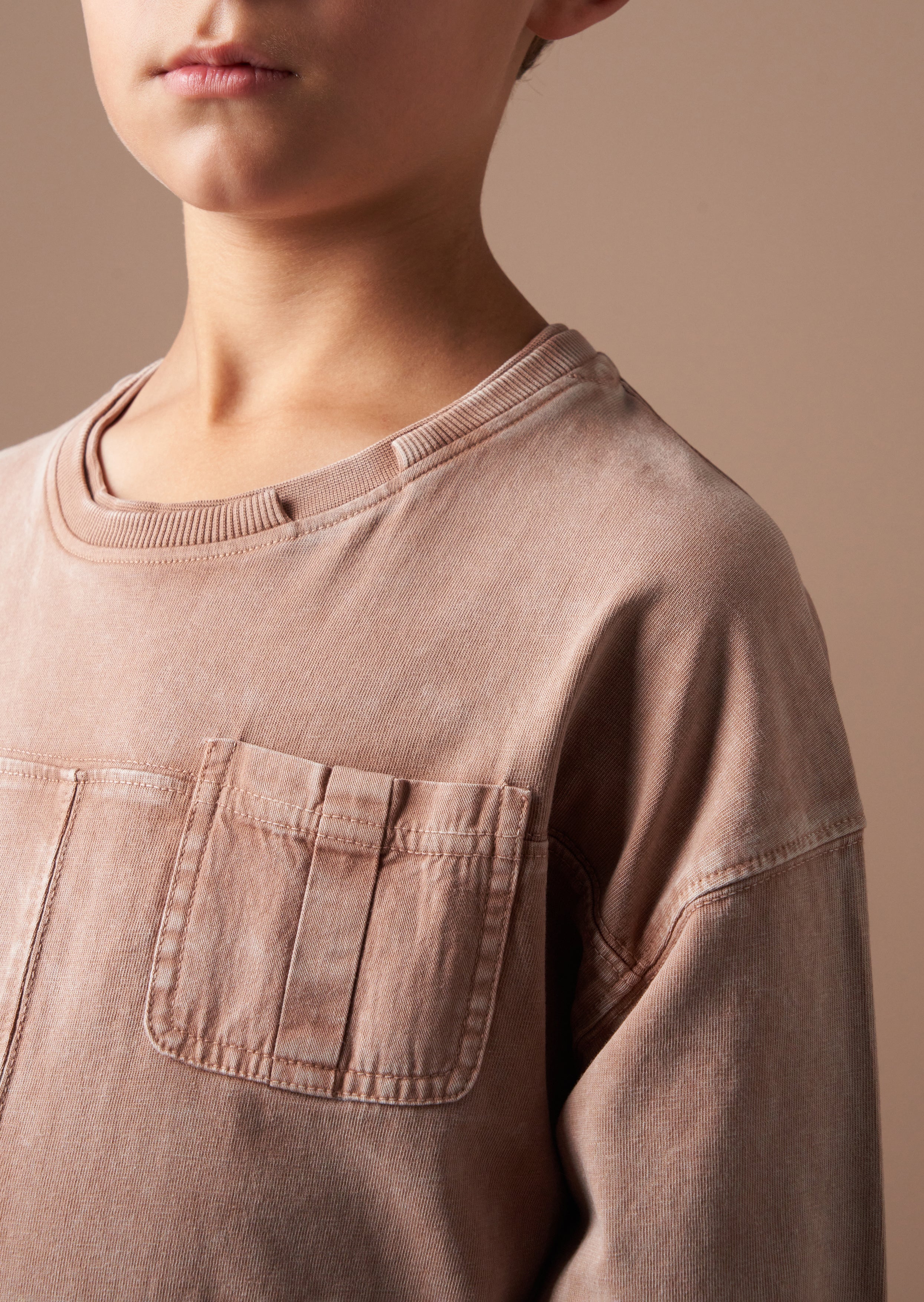 Evan Taupe Long Sleeve Washed Tee