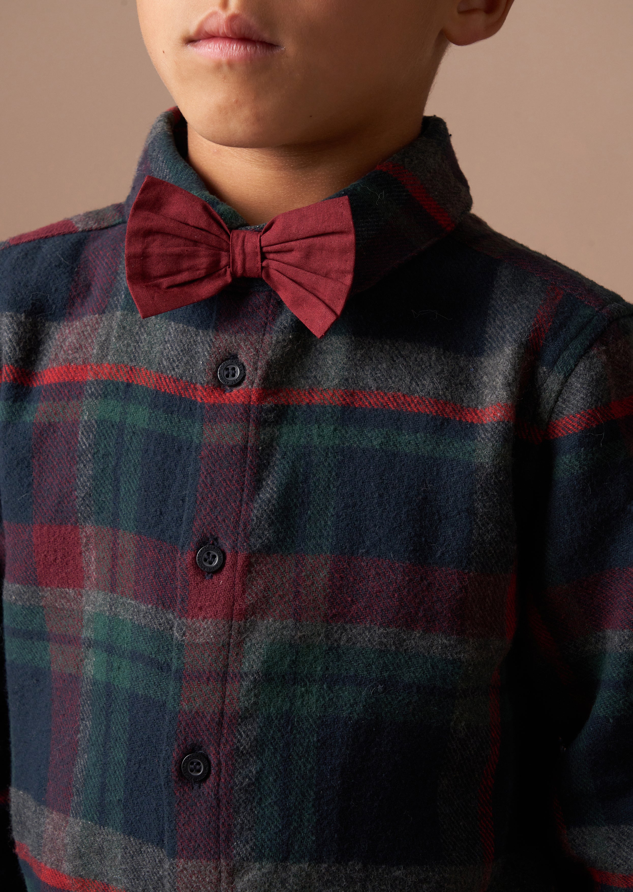 Joseph Red Brushed Check Shirt With Bow Tie