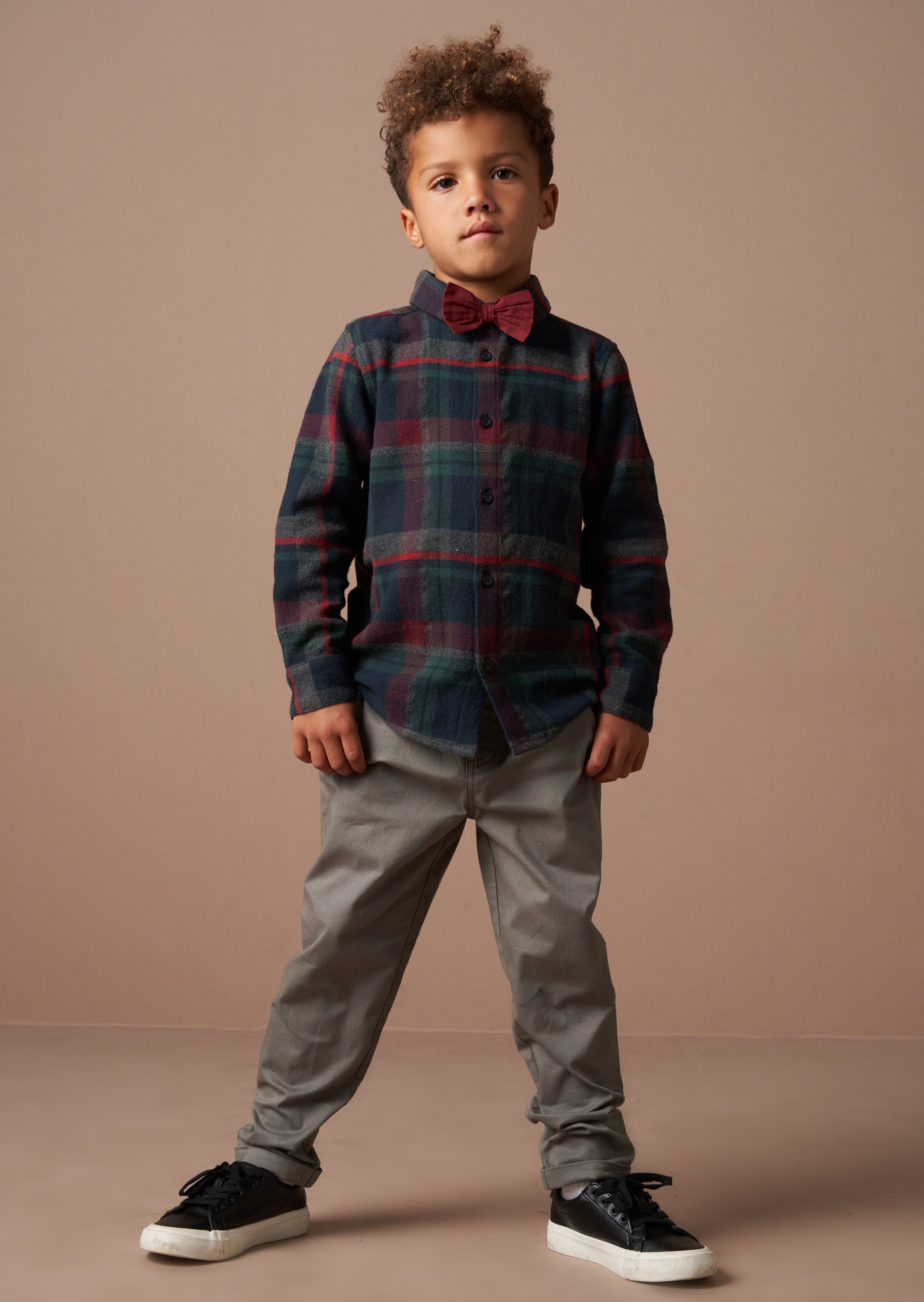 Joseph Red Brushed Check Shirt With Bow Tie