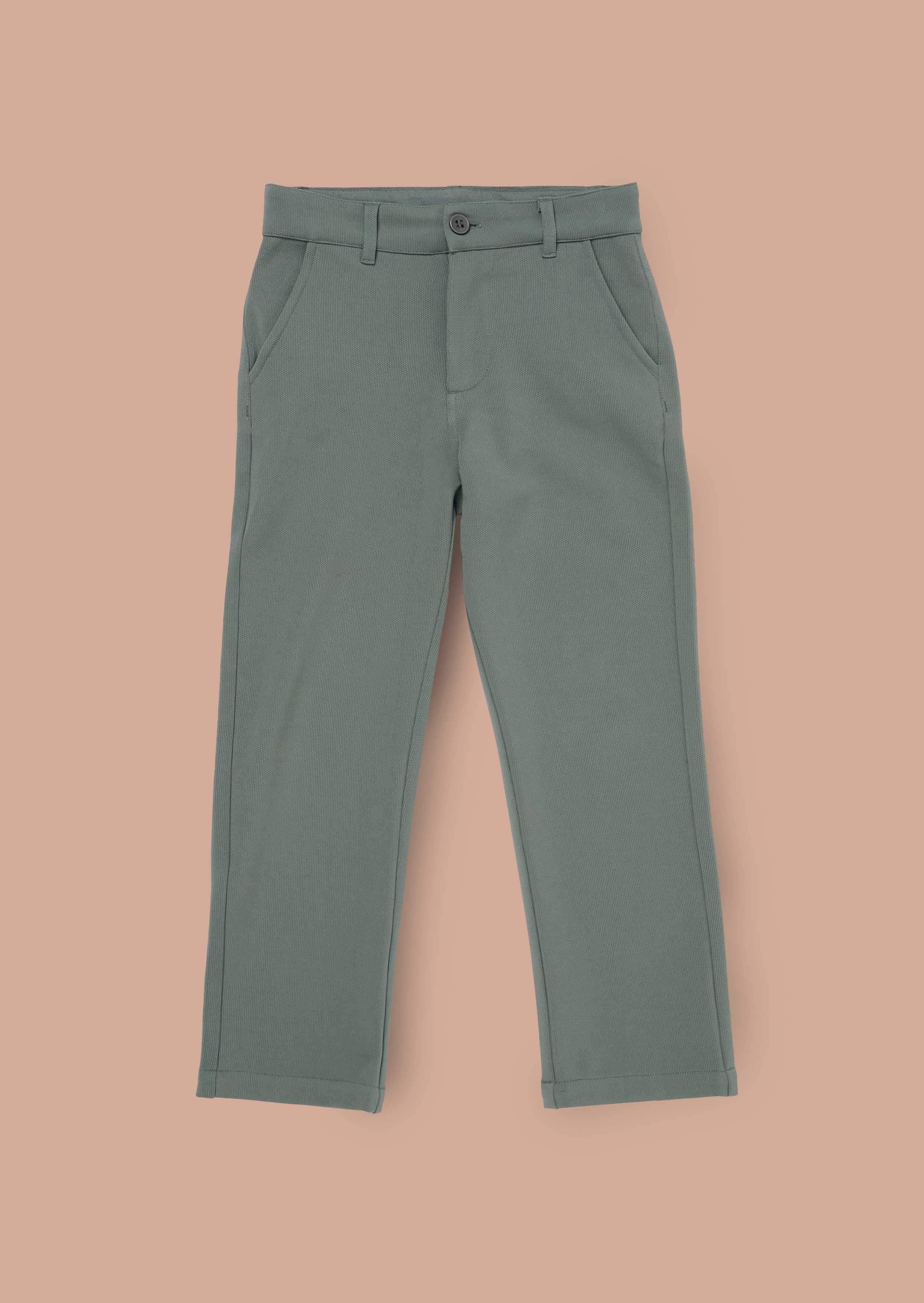 Buy Boys Green Smart Textured Trouser