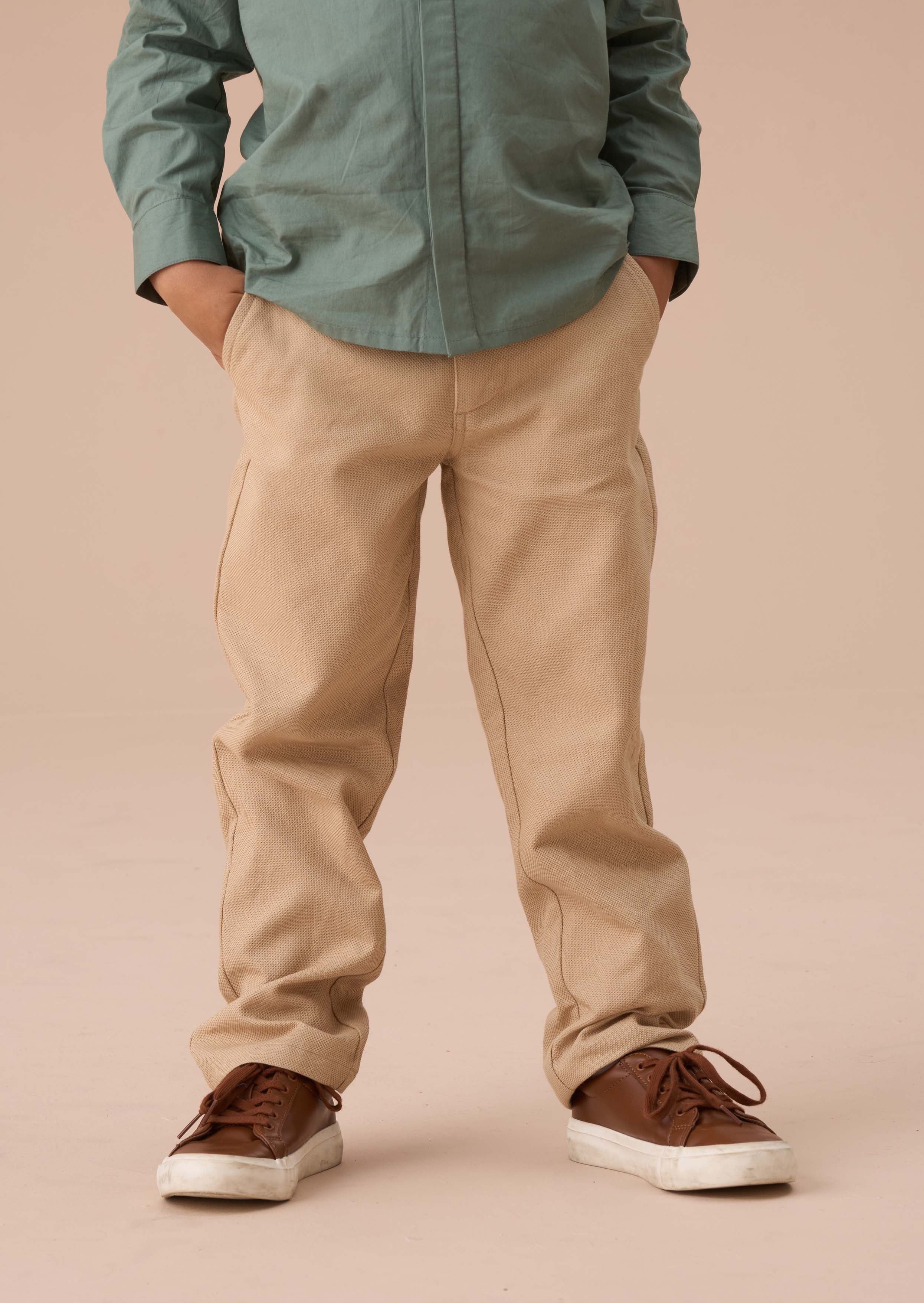 Boy Stone Textured Smart Trouser