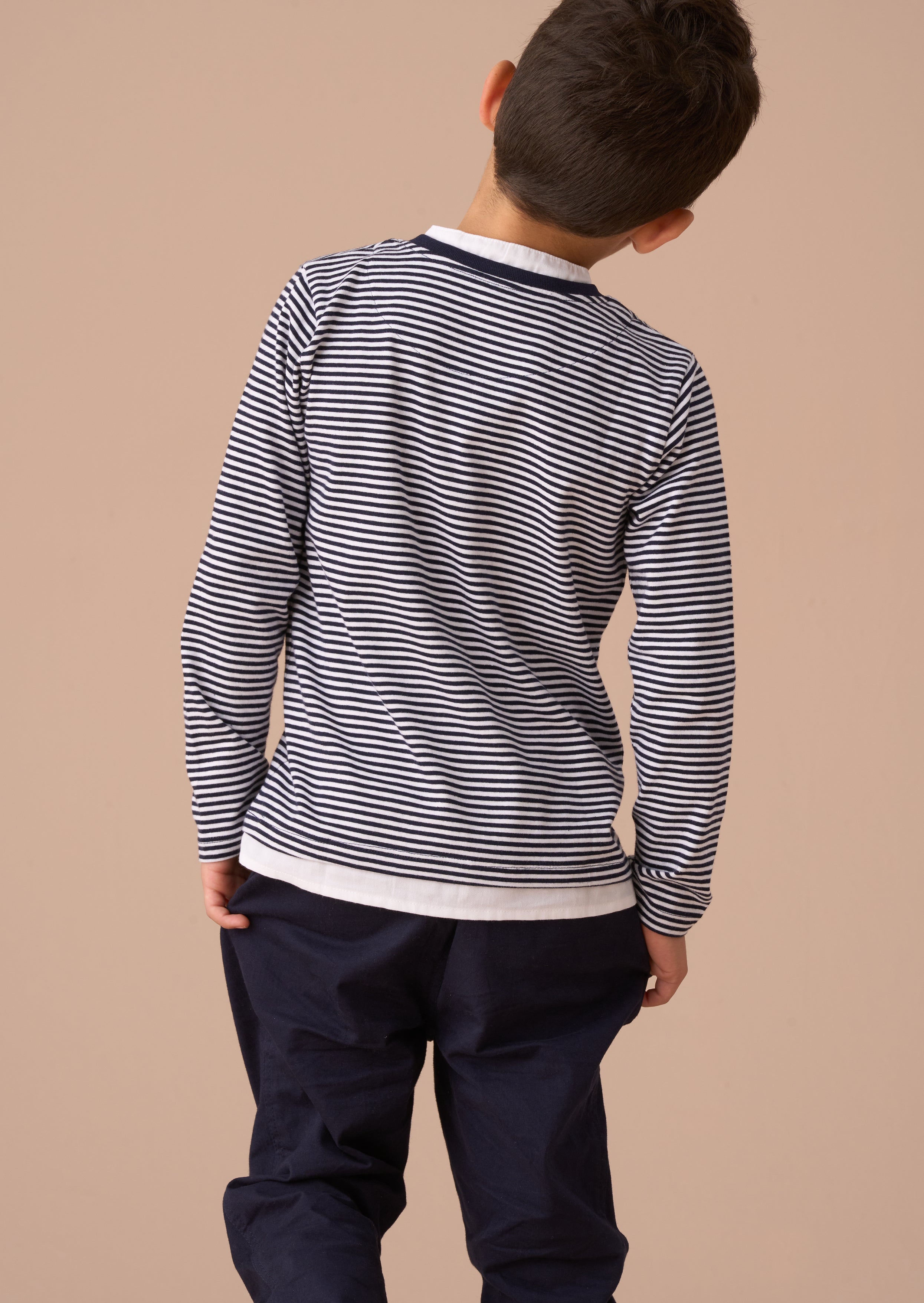 Cotton Boys Blue Smart Henley Mock Shirt