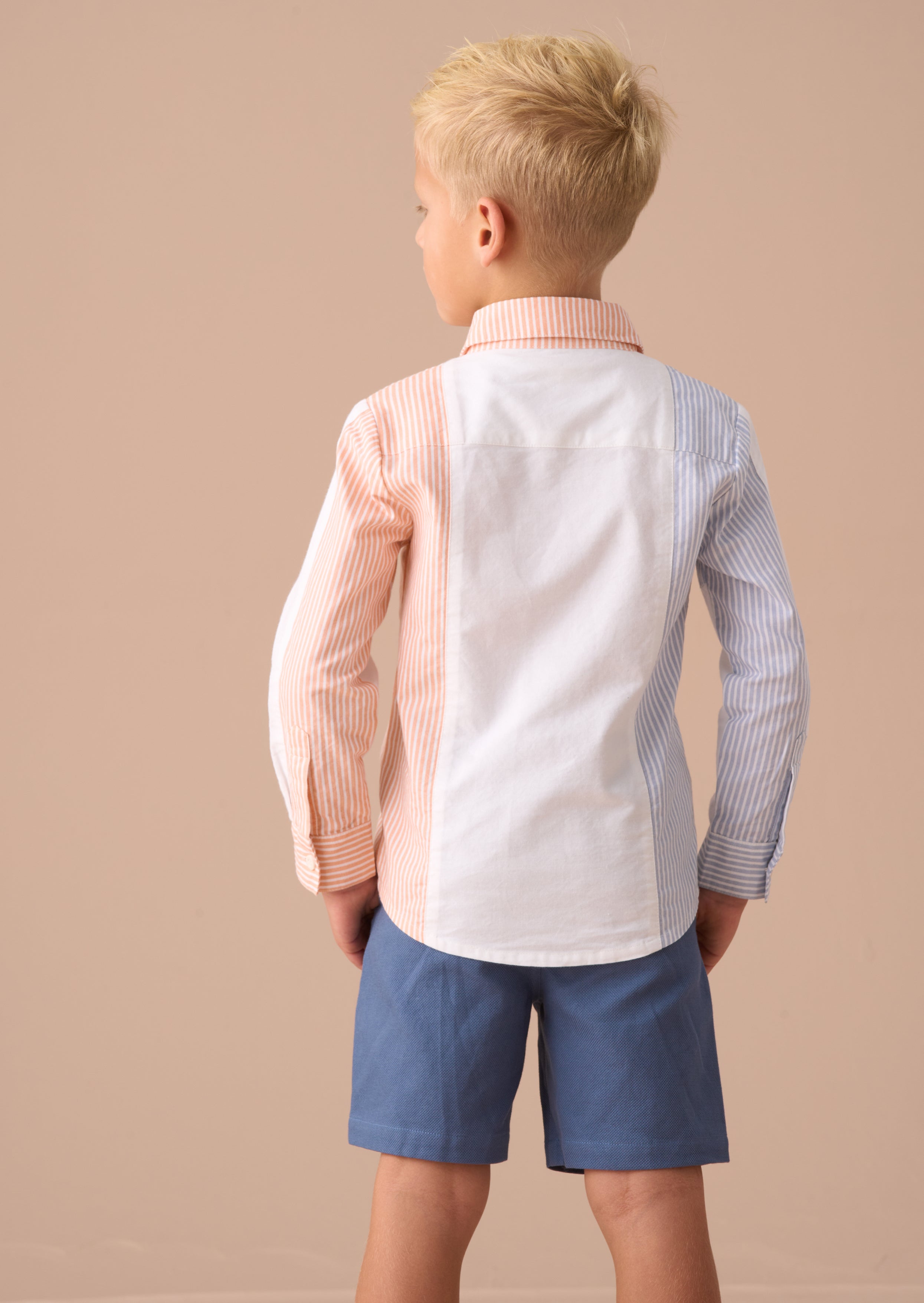 Buy Orange Colour Block Smart Shirt