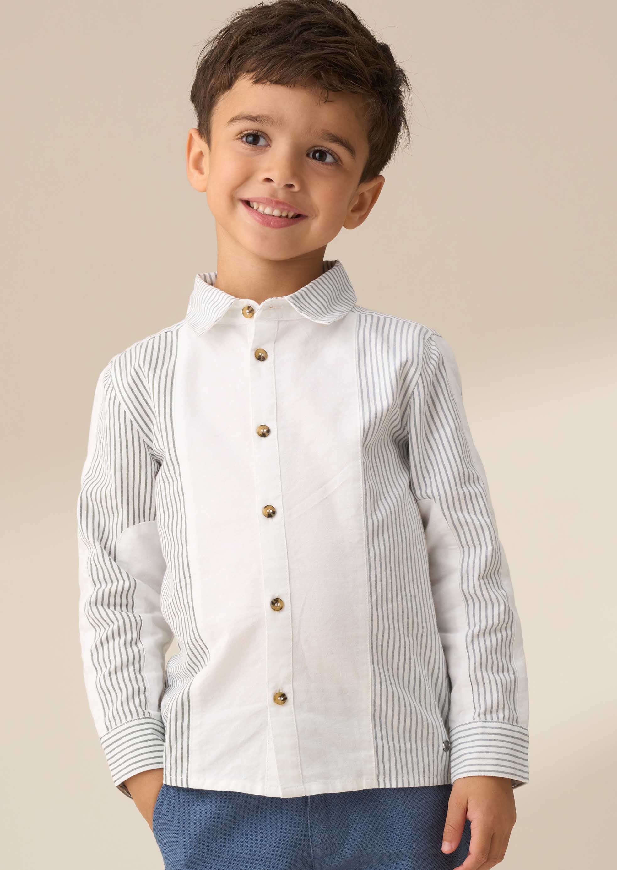 Boy Blue Colour Block Smart Shirt