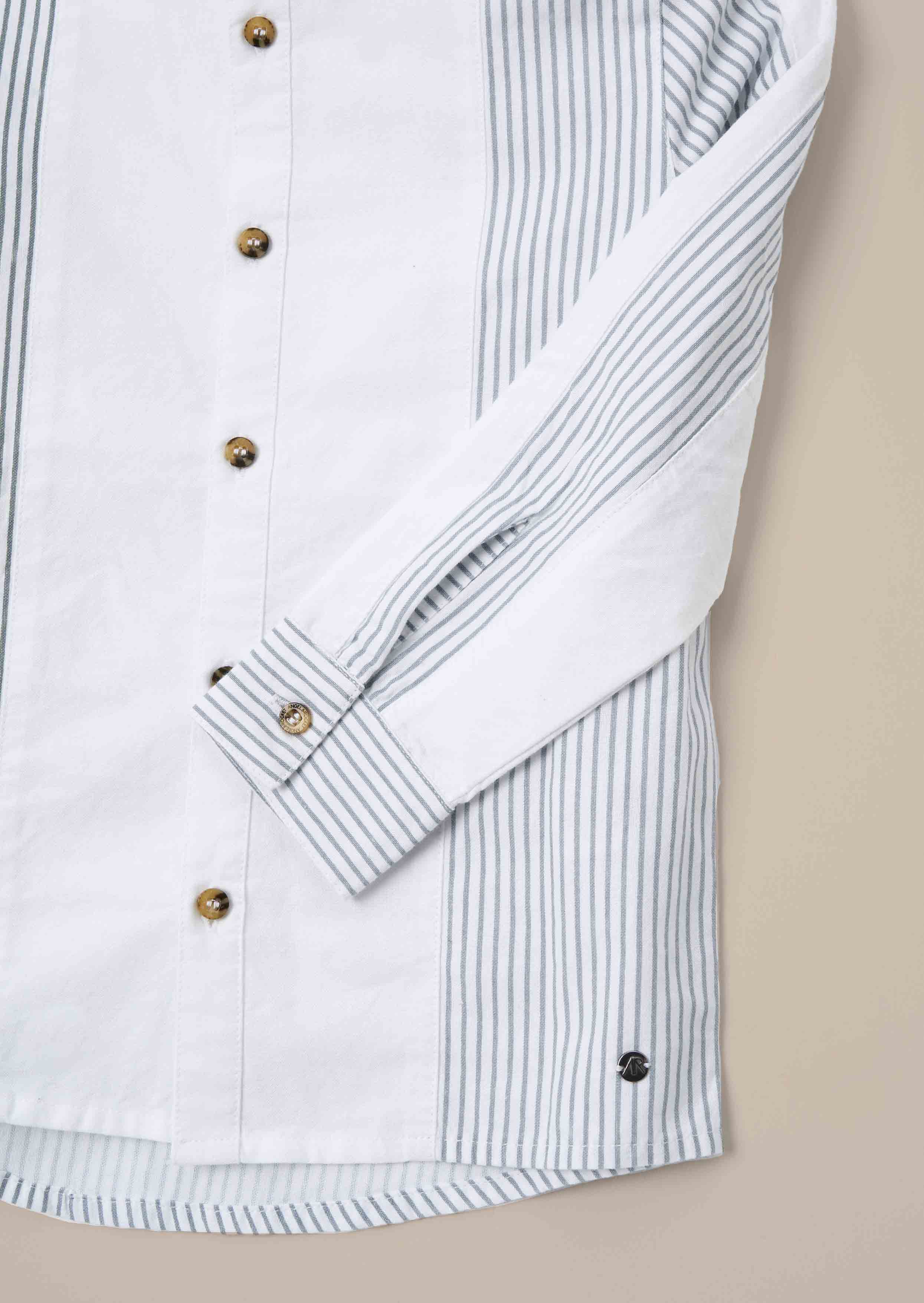 Casual Blue Colour Block Smart Shirt