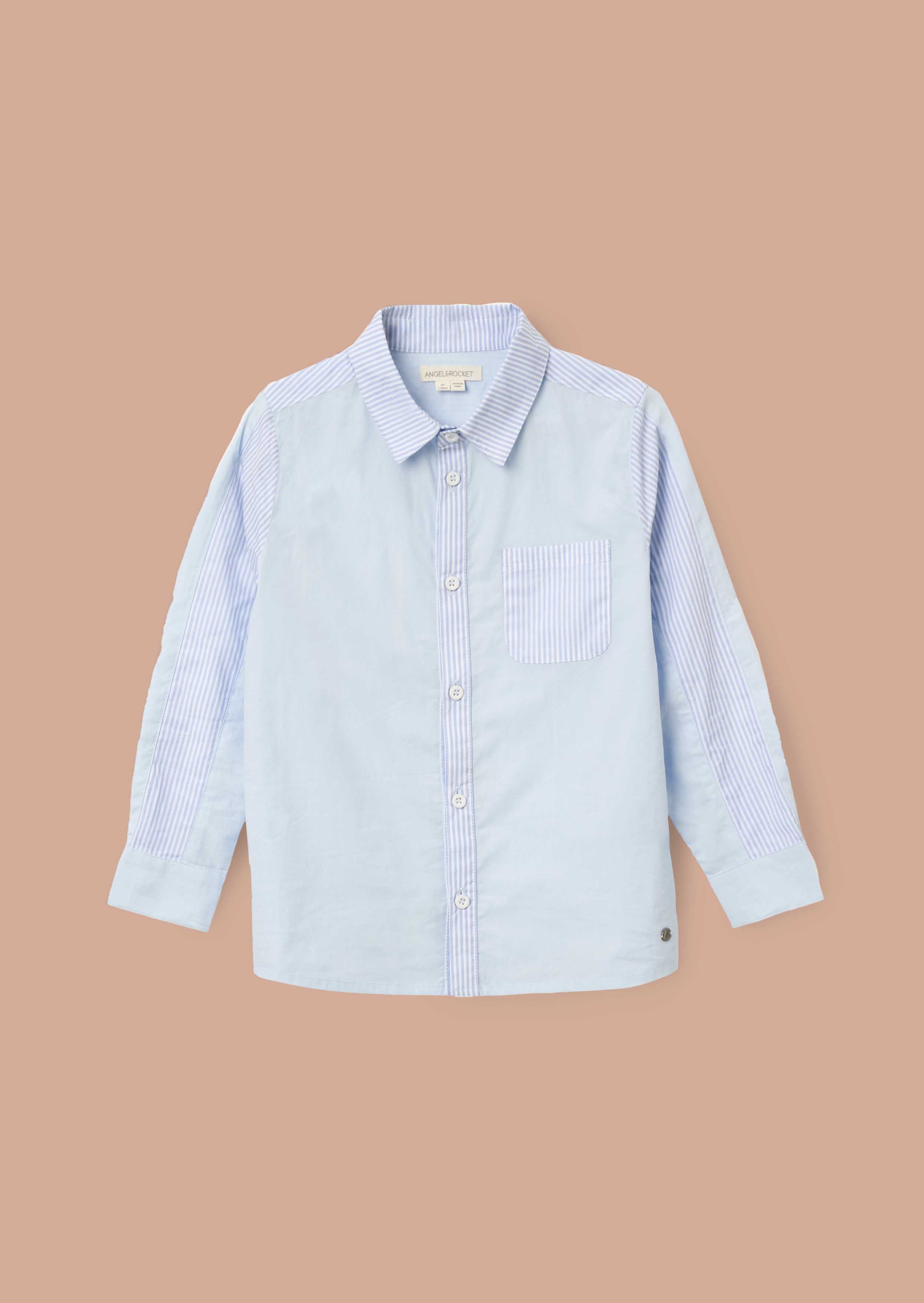 Online Boy Blue Stripe Panel Smart Shirt