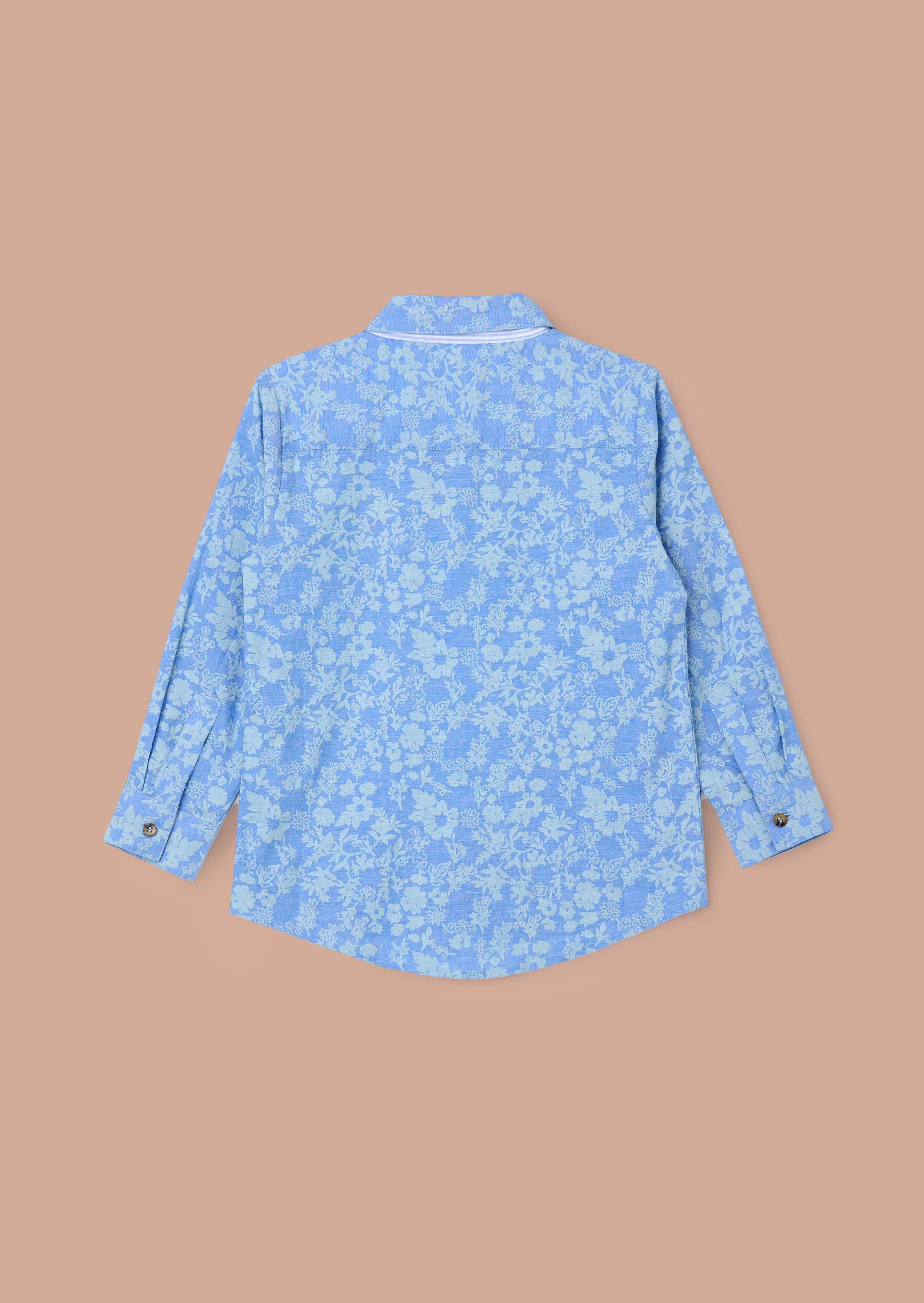 Online Blue Chambray Floral Printed Shirt
