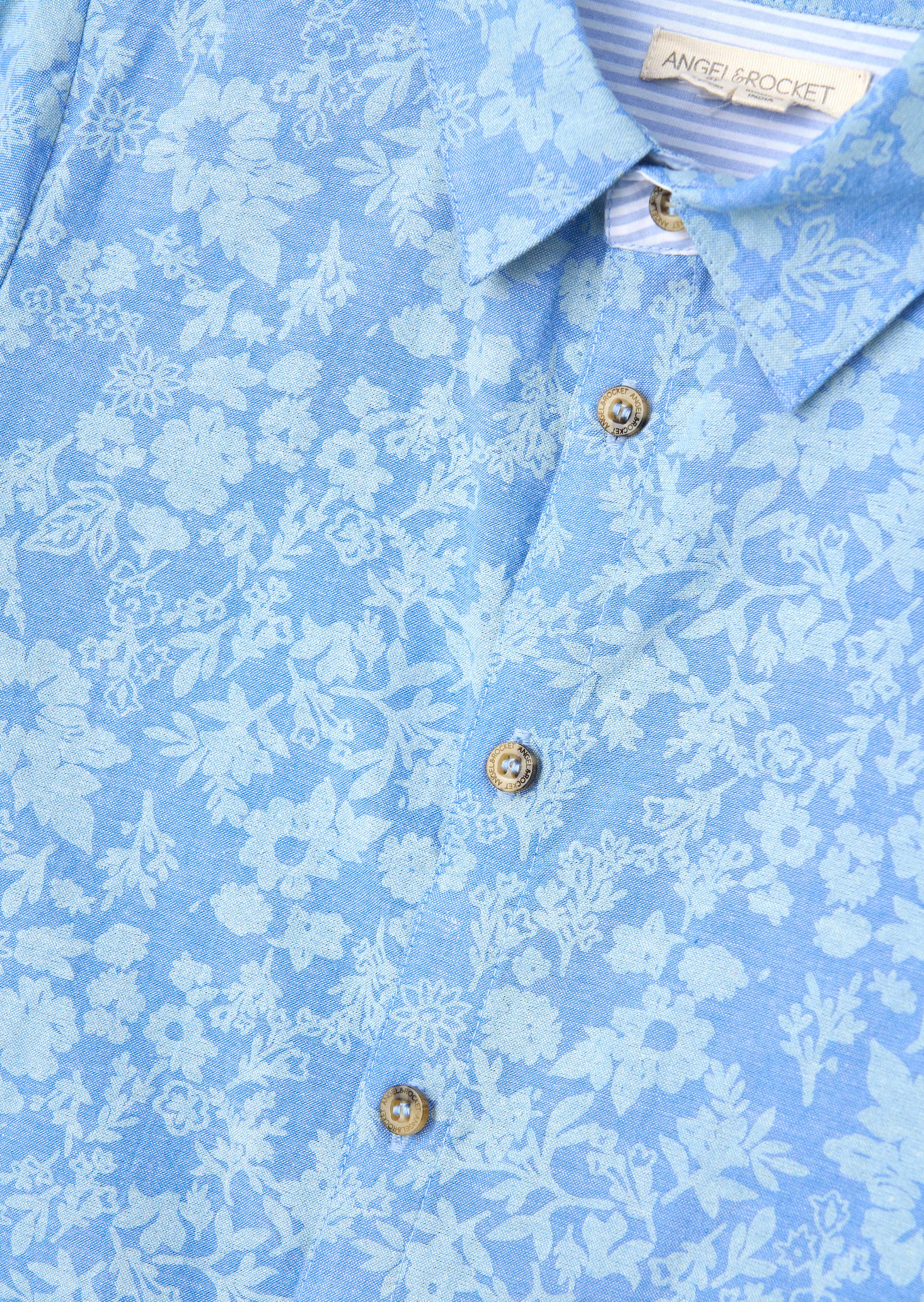 Buy Blue Chambray Floral Printed Shirt