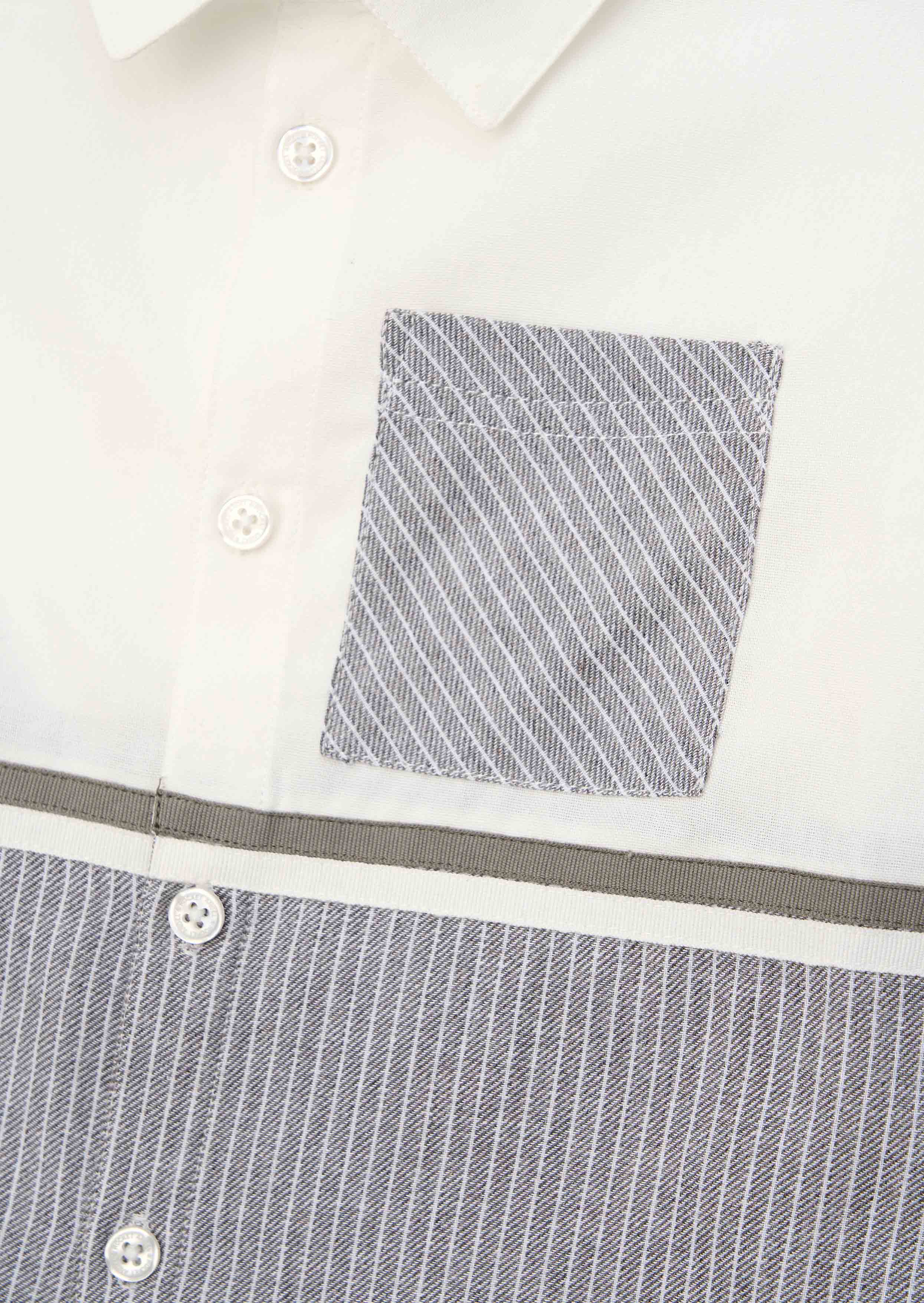 Textured Stripe Block Shirt Grey