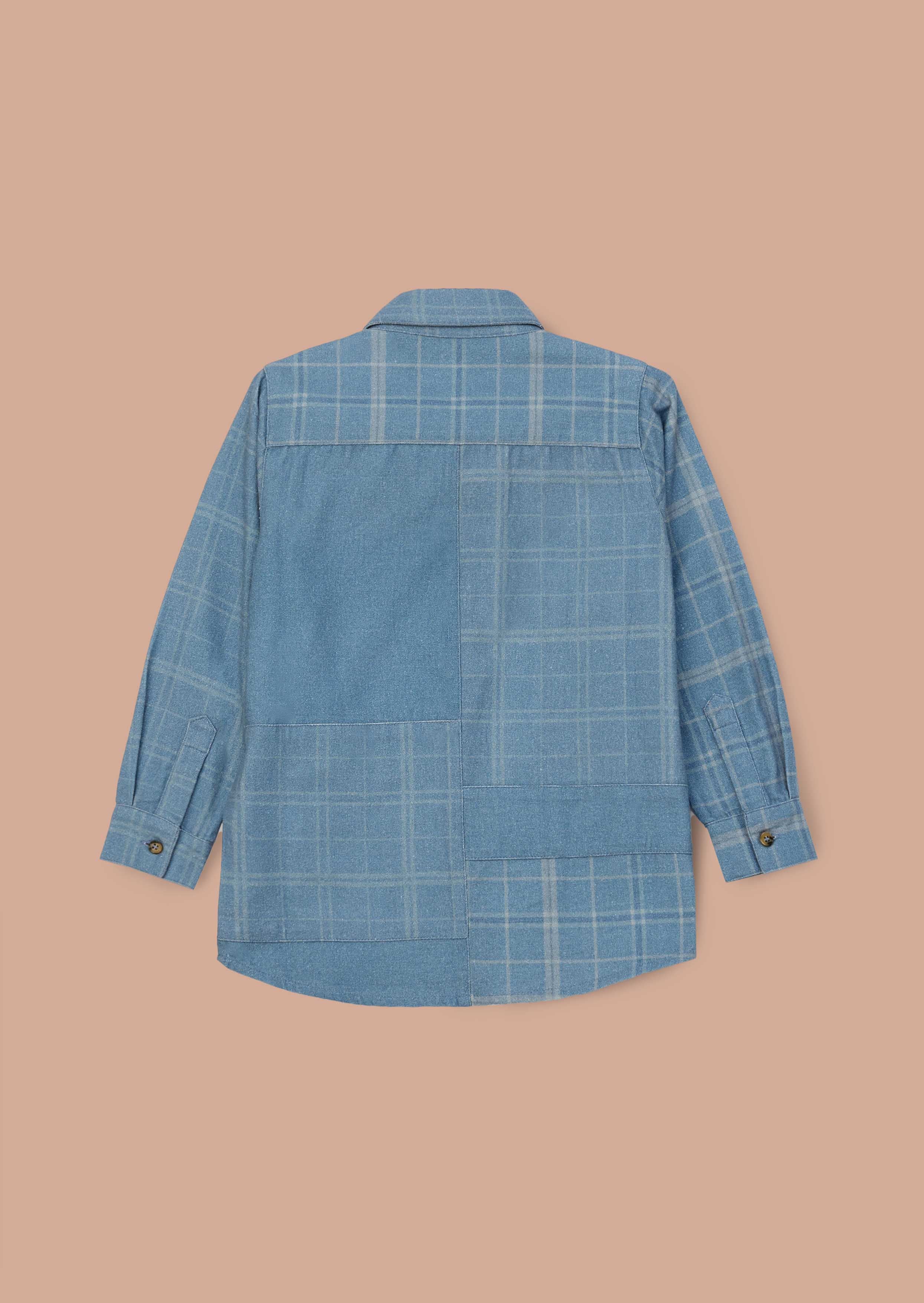Cotton Blue Block Check Shirt
