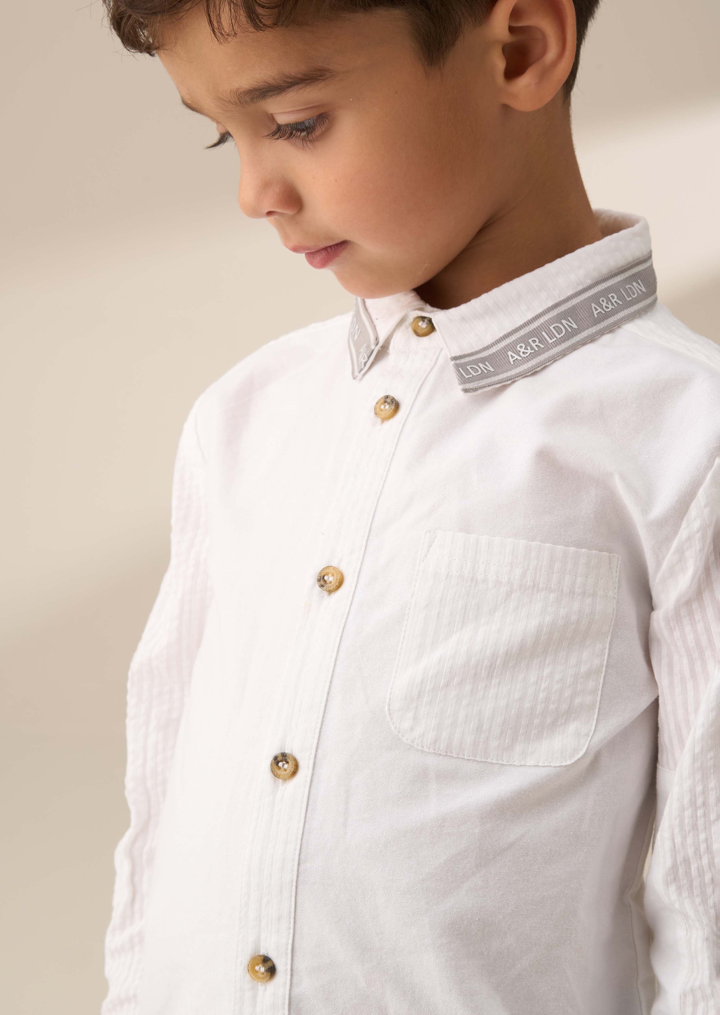 Cotton Boy White Textured Shirt