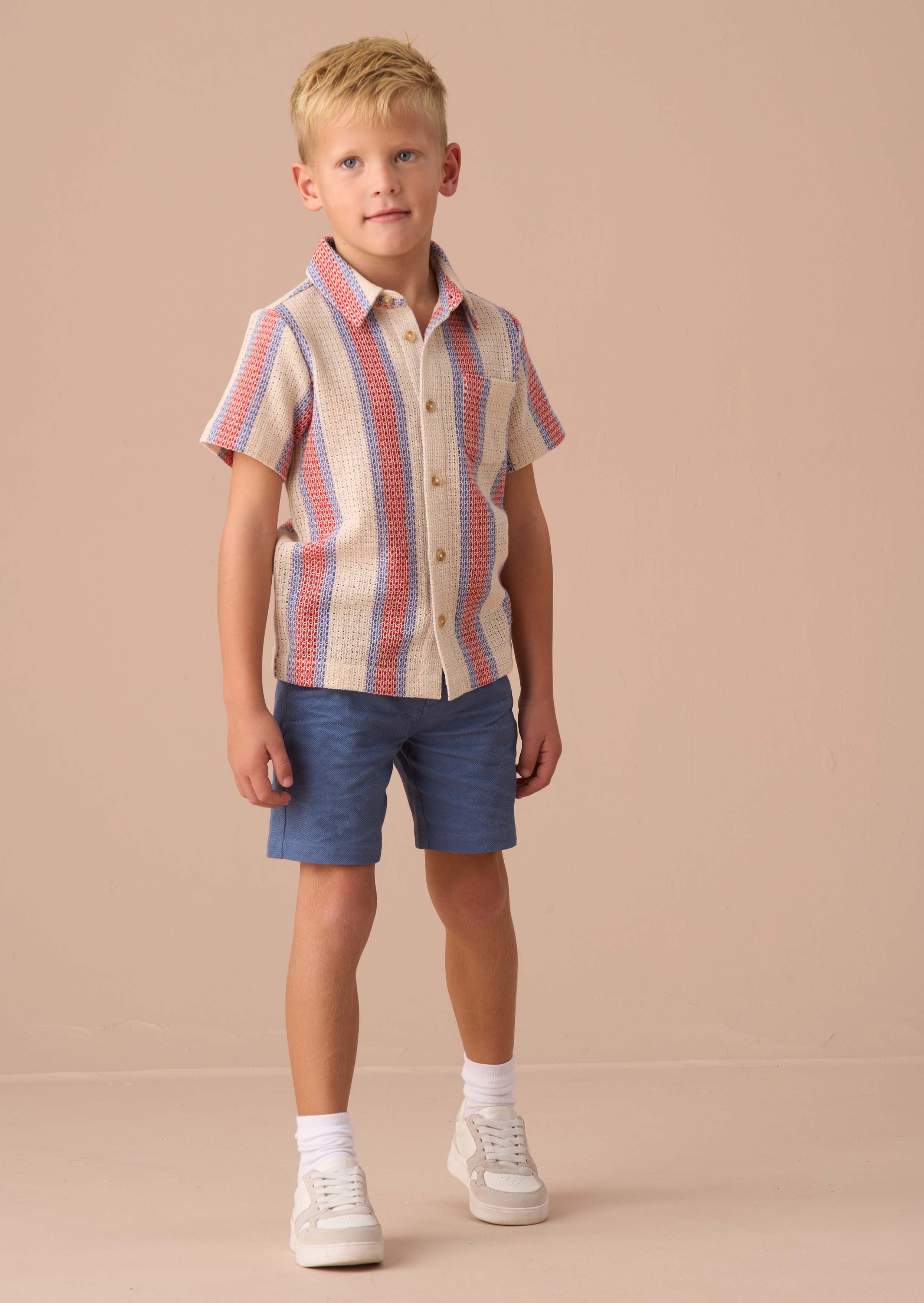 Online Boys Stone Stripe Knitted Shirt
