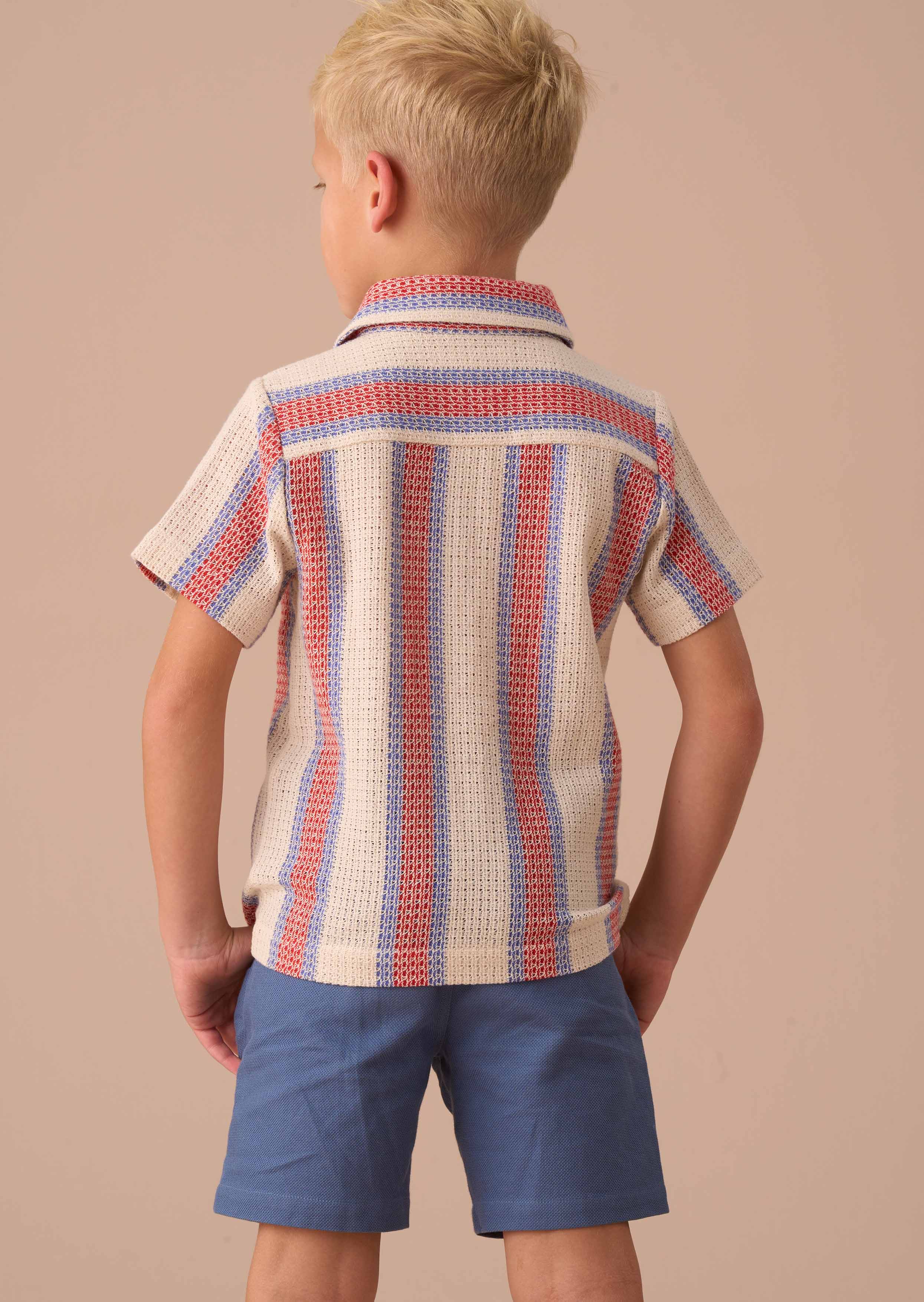 Striped Boys Stone Knitted Shirt