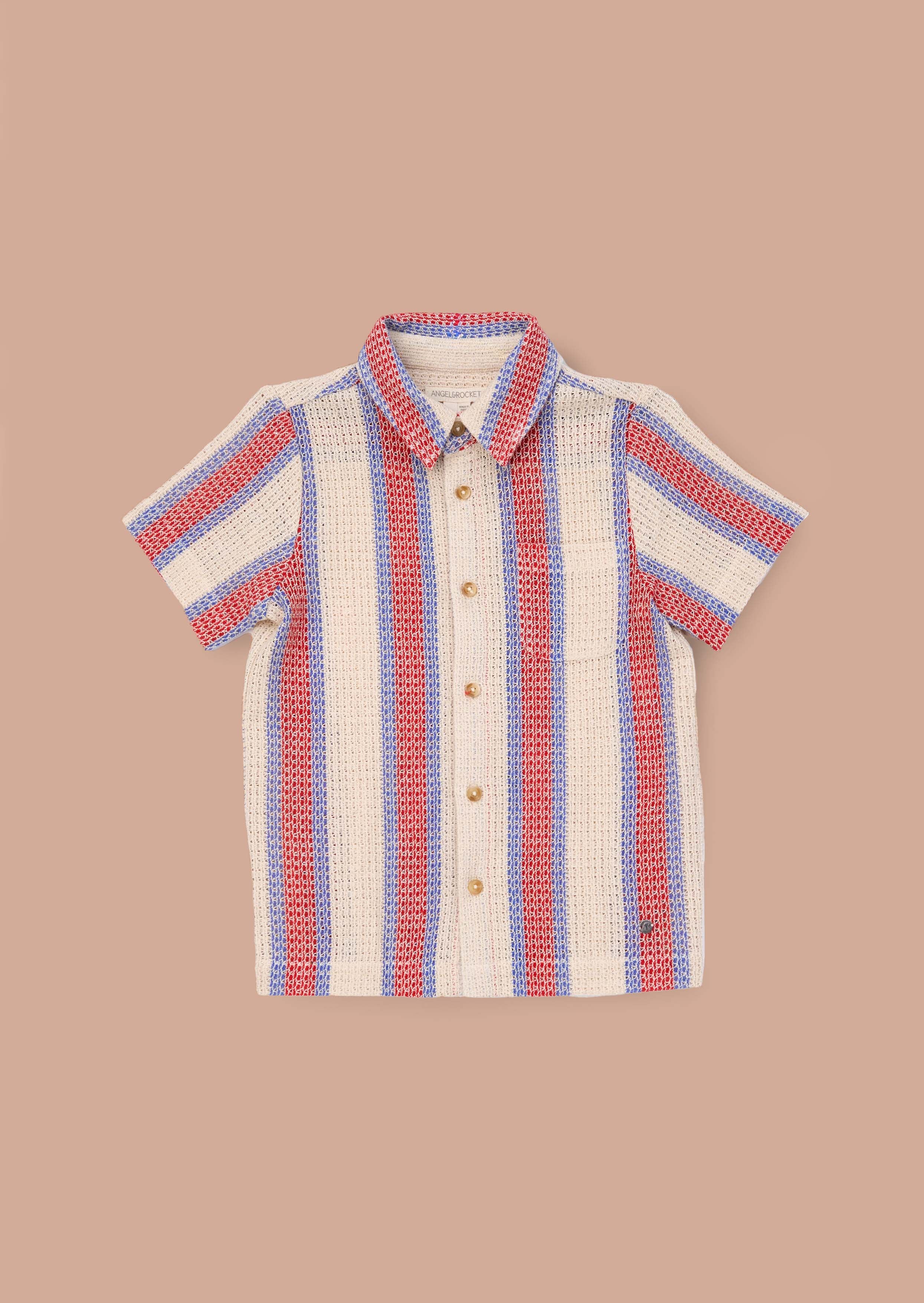 Cotton Boys Stone Stripe Knitted Shirt
