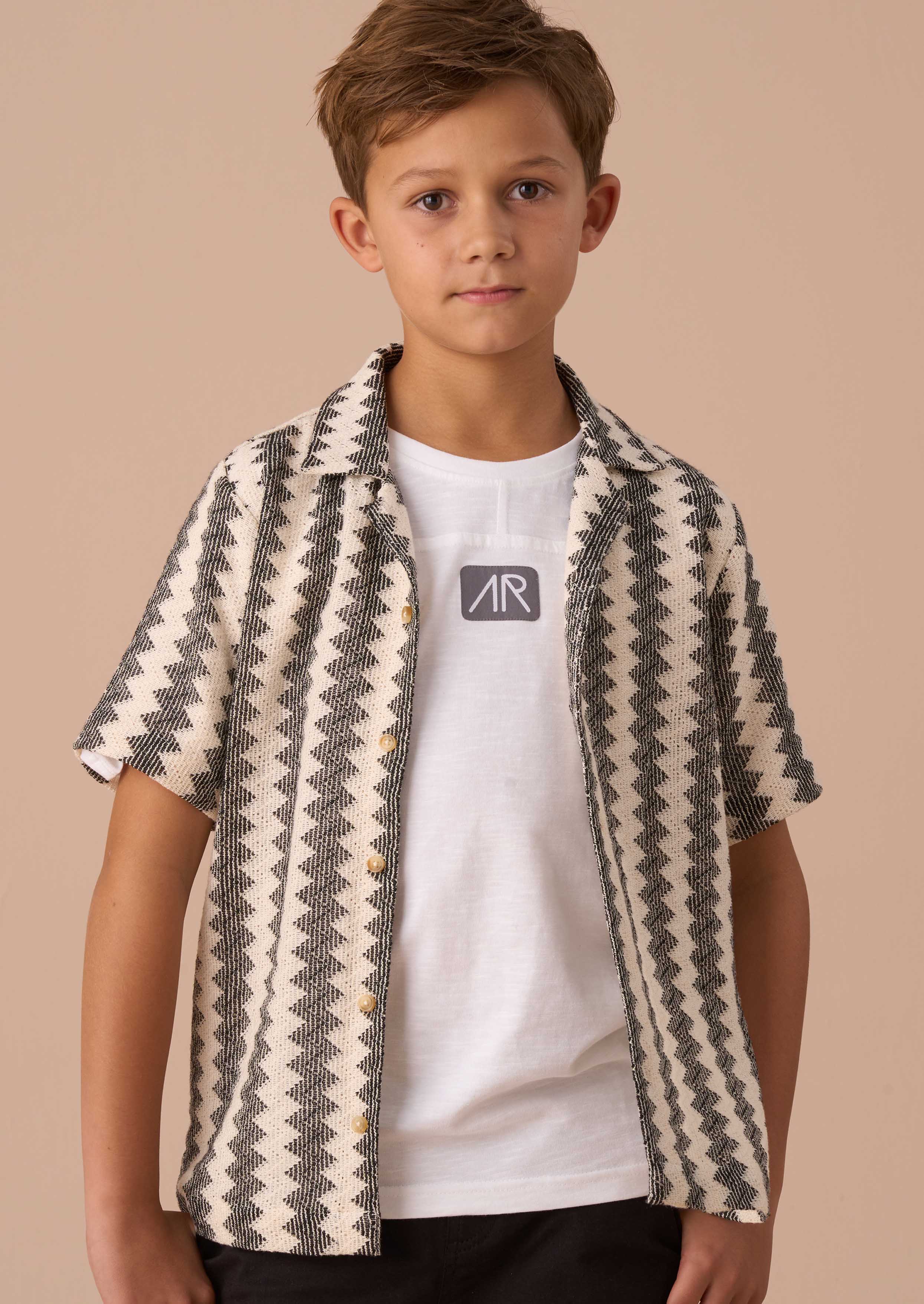 Boys Black Stripe Knitted Shirt