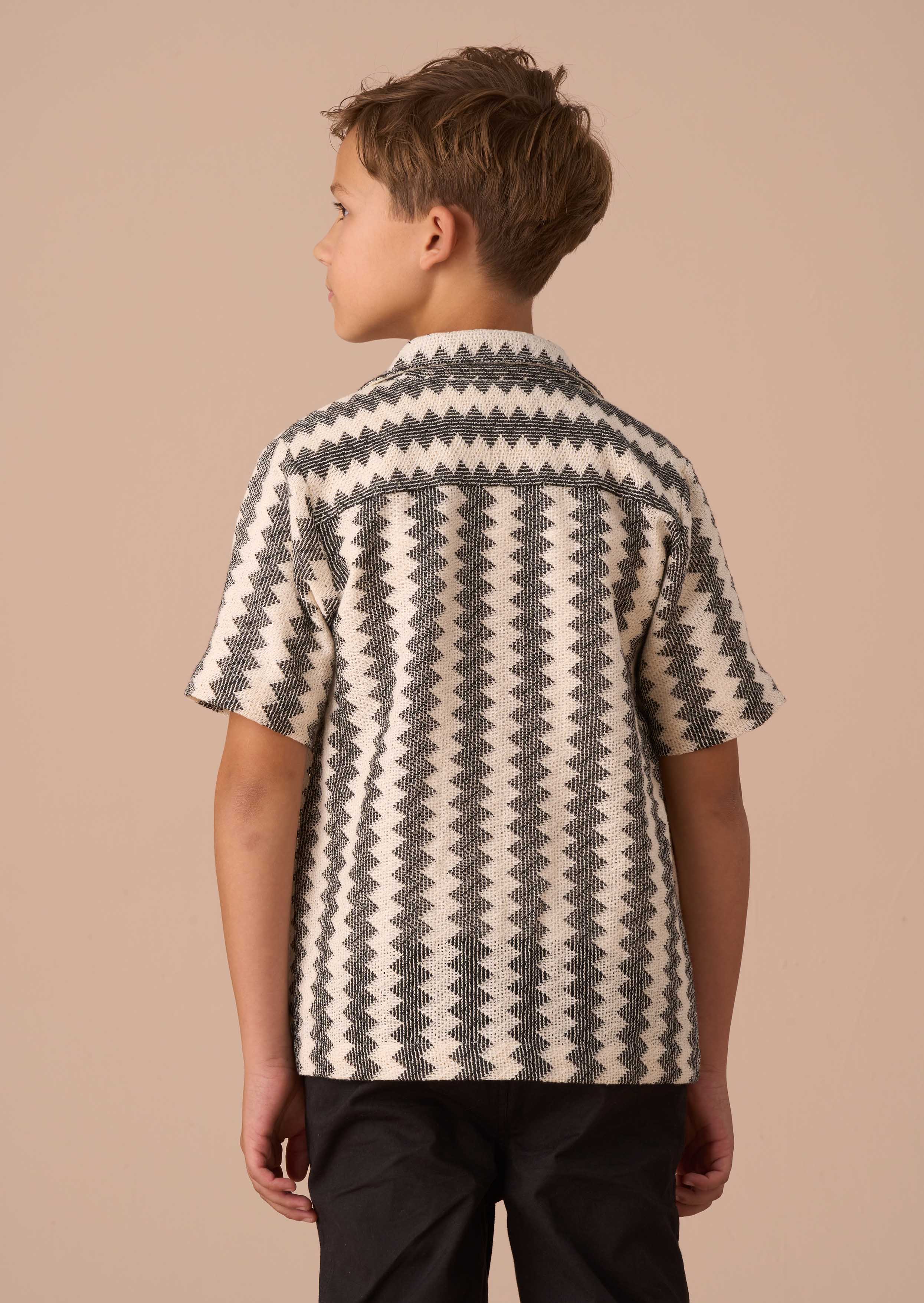 Striped Boys Black Knitted Shirt