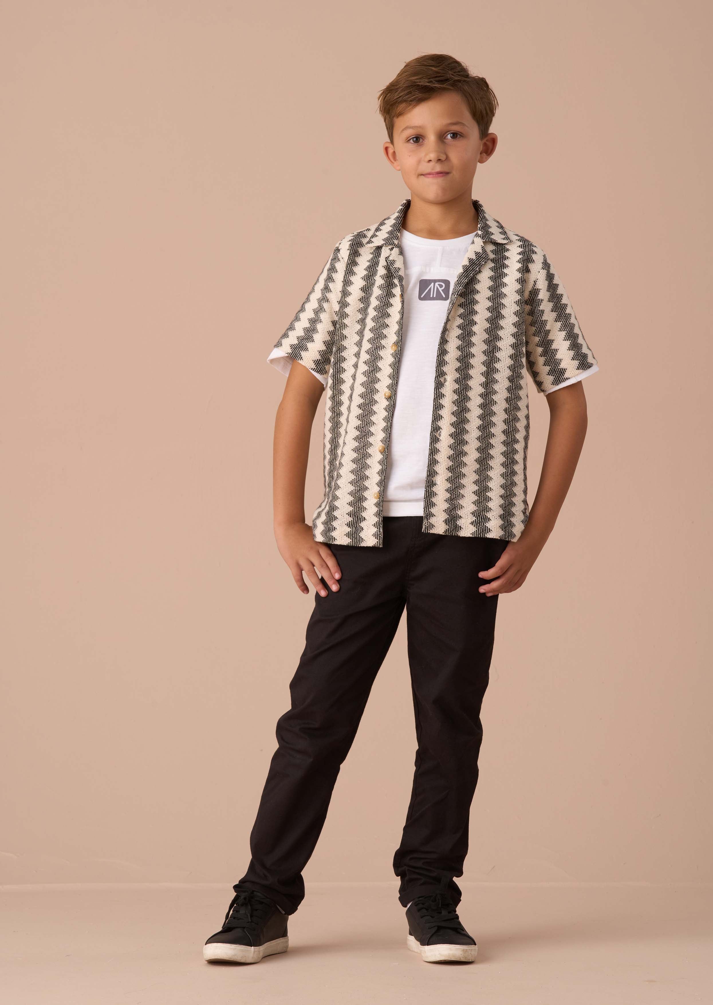 Online Boys Black Stripe Knitted Shirt