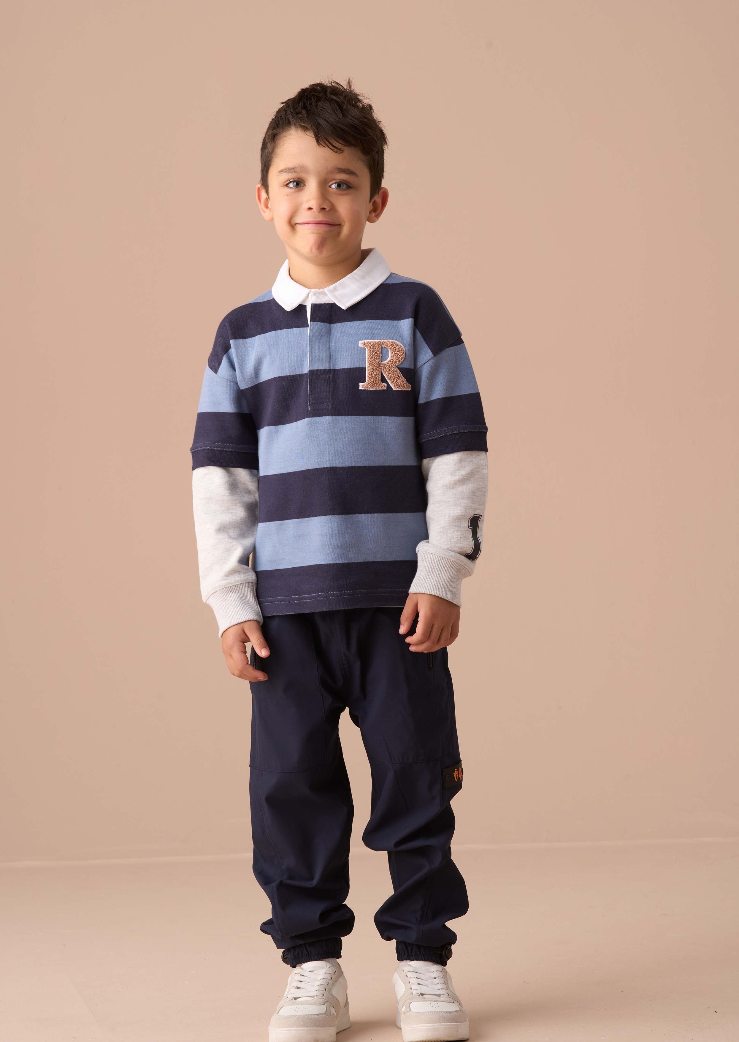 Kids Boy Blue Printed Stripe T Shirt