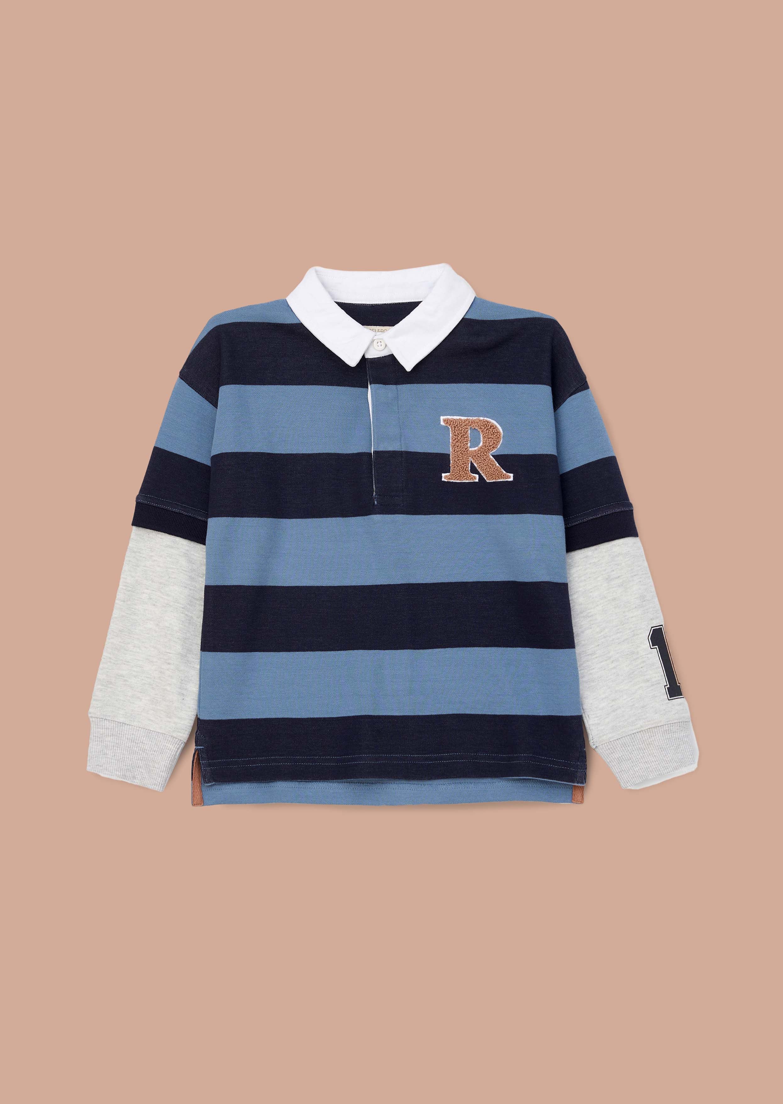 Long Sleeve Boy Blue Printed Stripe T Shirt