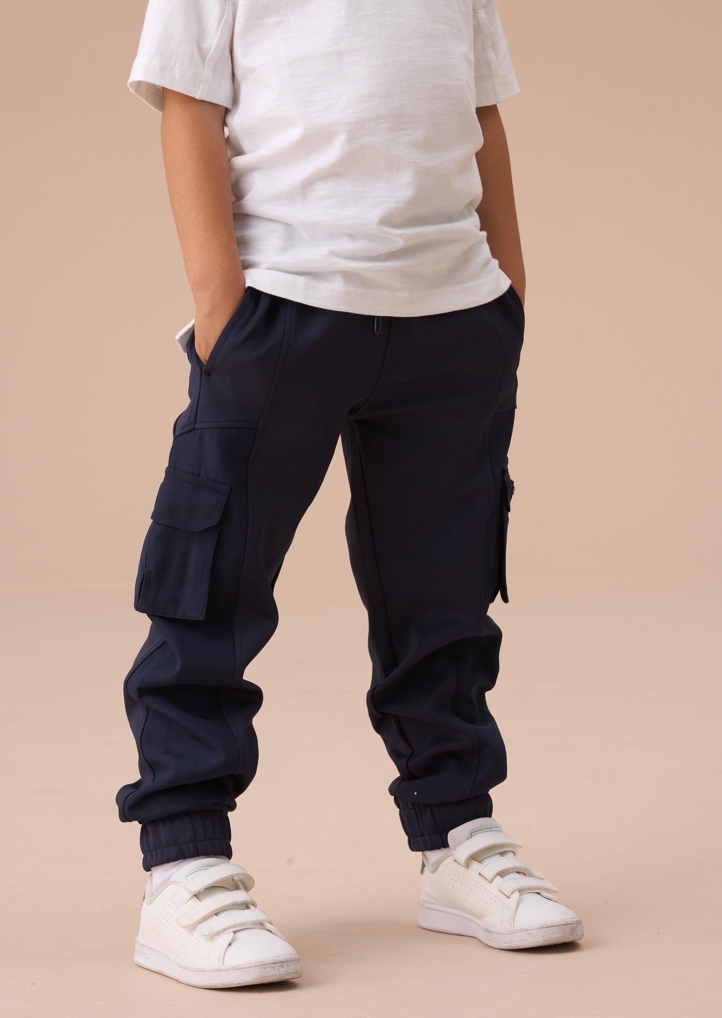 Navy Panelled Boy Jogger Pants