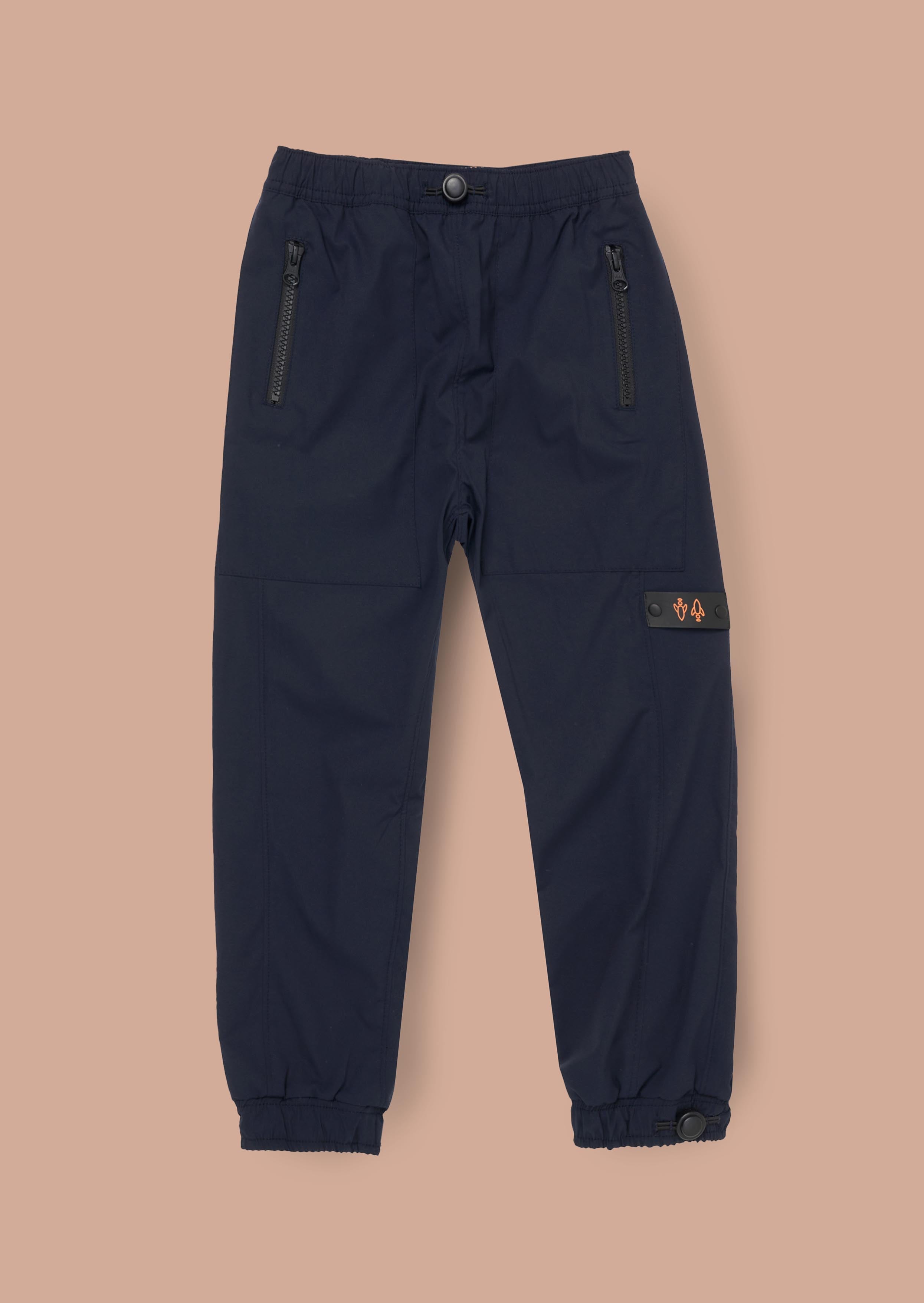 Mix Fabric Navy Panelled Joggers