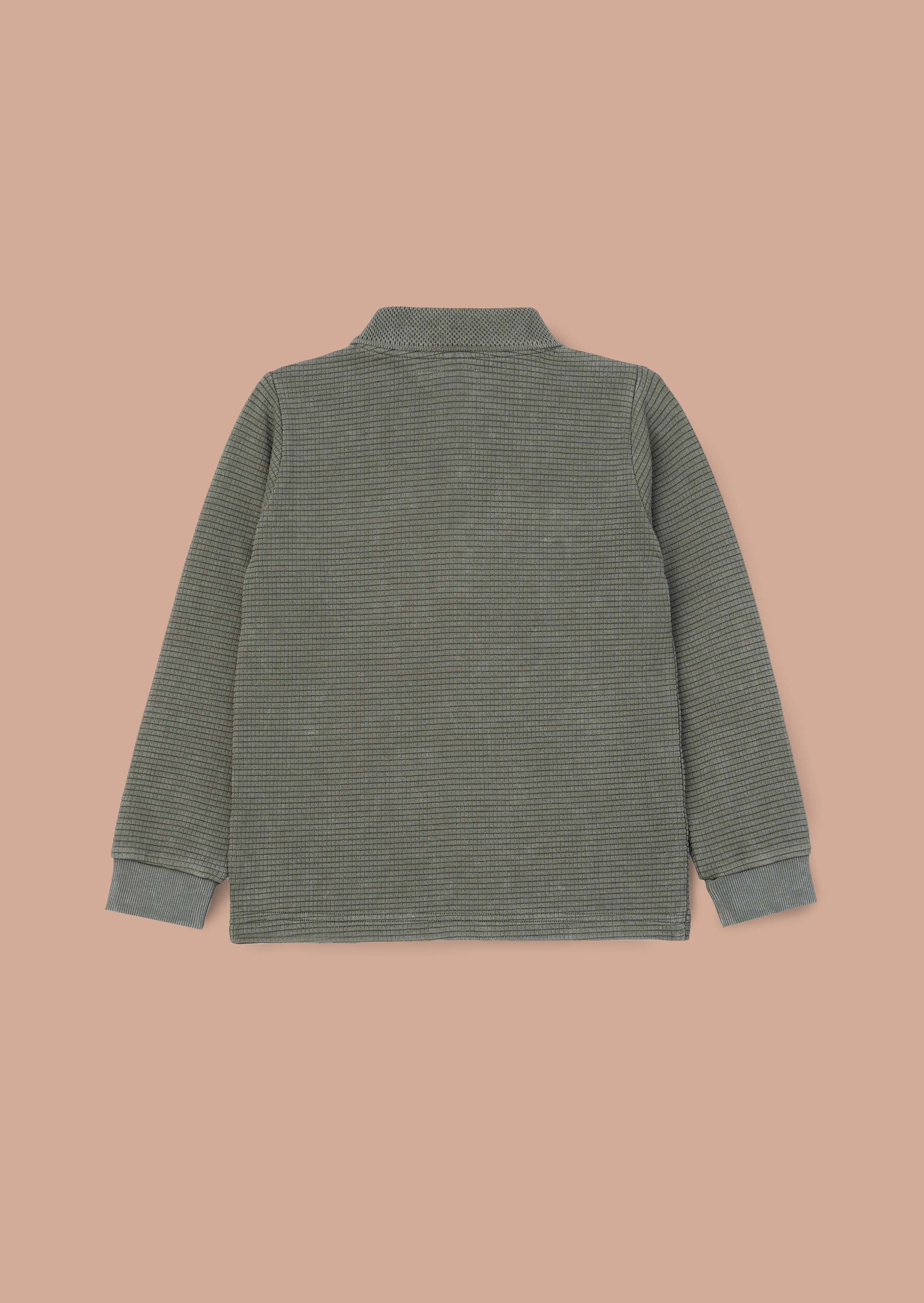 Buy Boy Green Textured Long Sleeve Polo