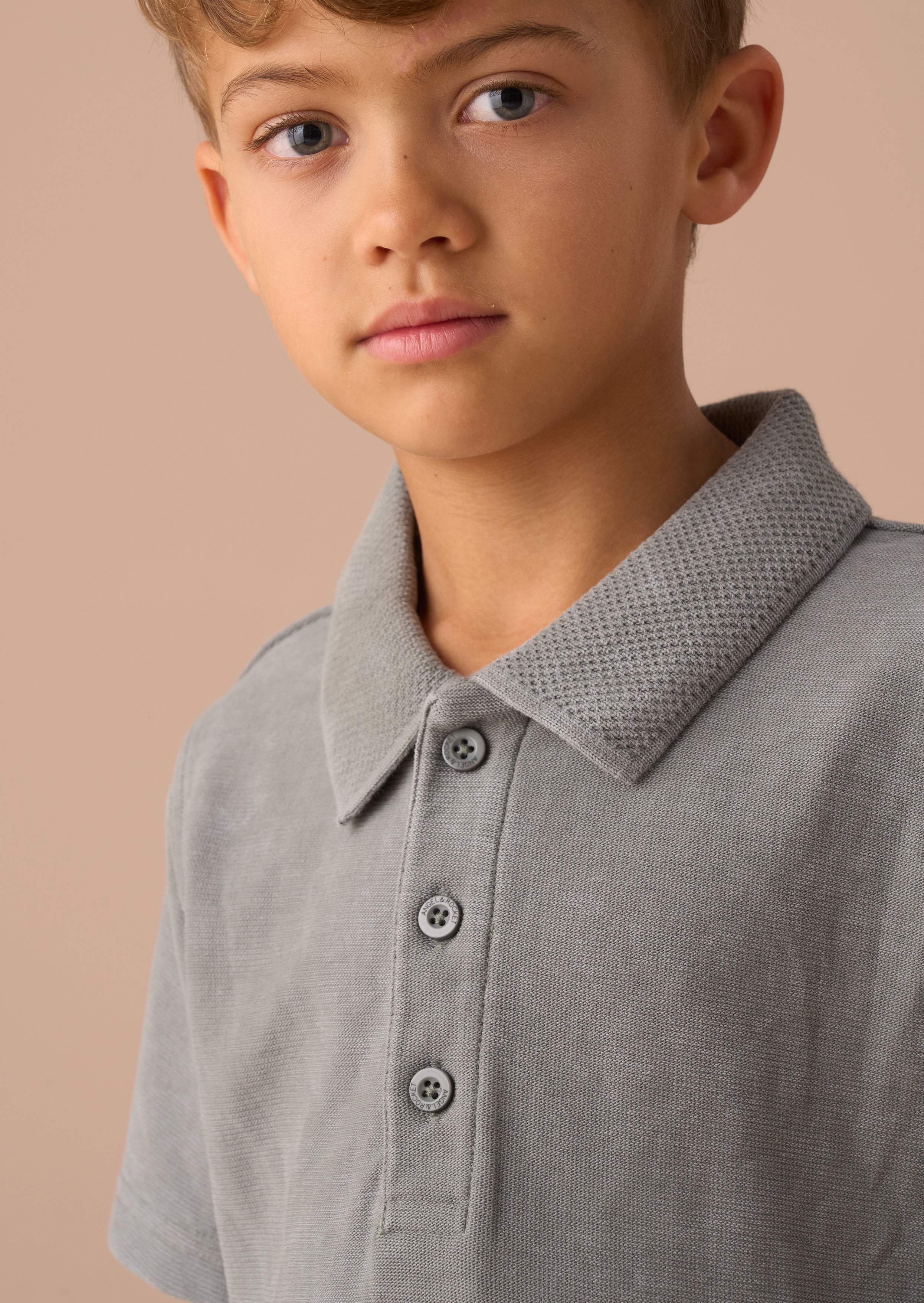 Polo Shirt Boys Green Washed Zip