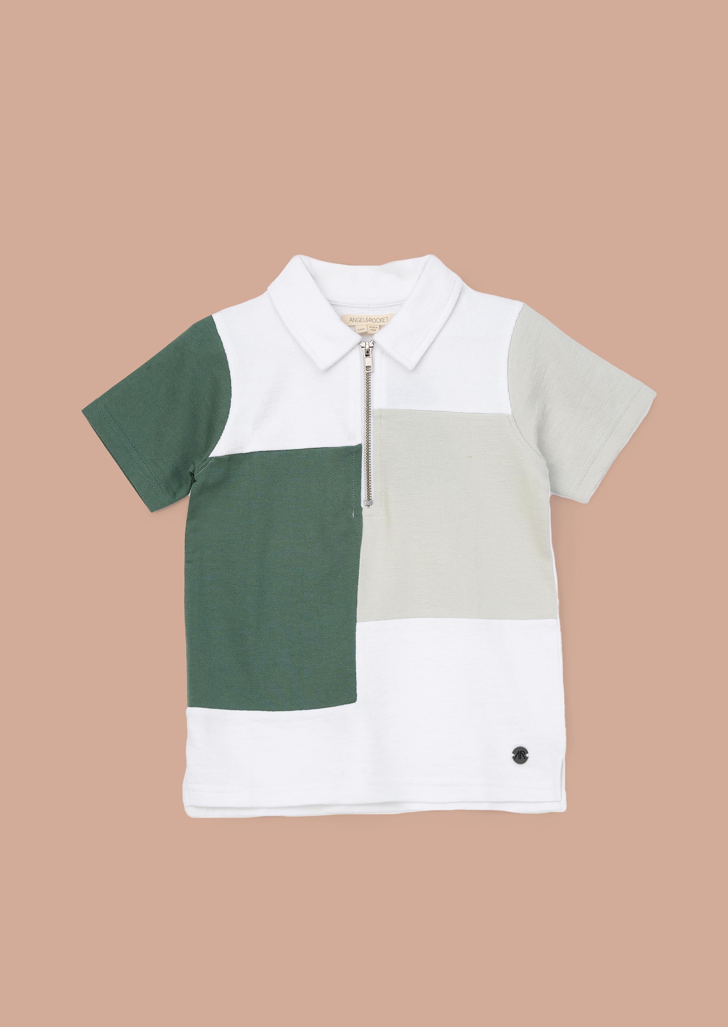 Buy White Textured Colour Block Polo