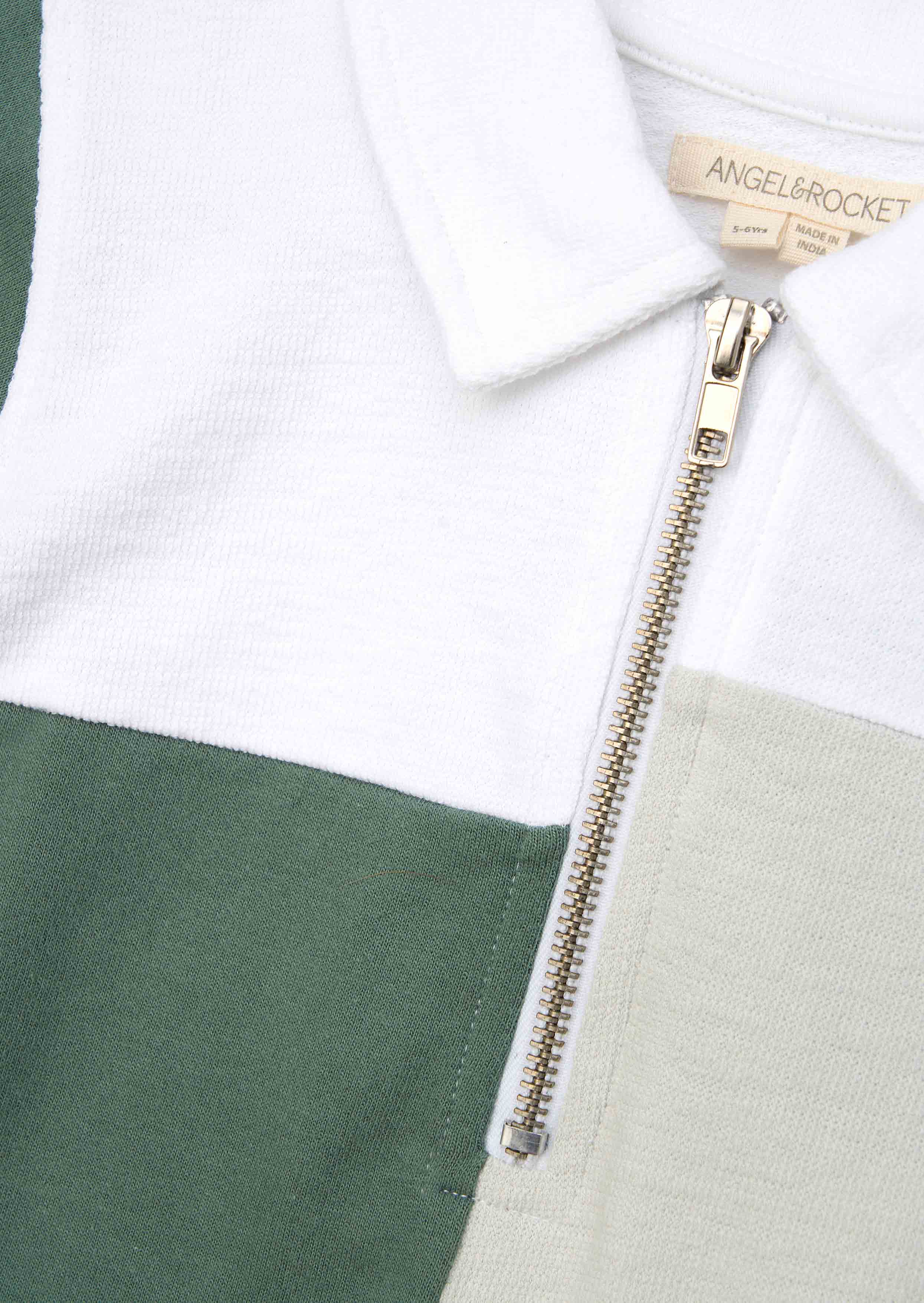 Outfit White Textured Colour Block Polo