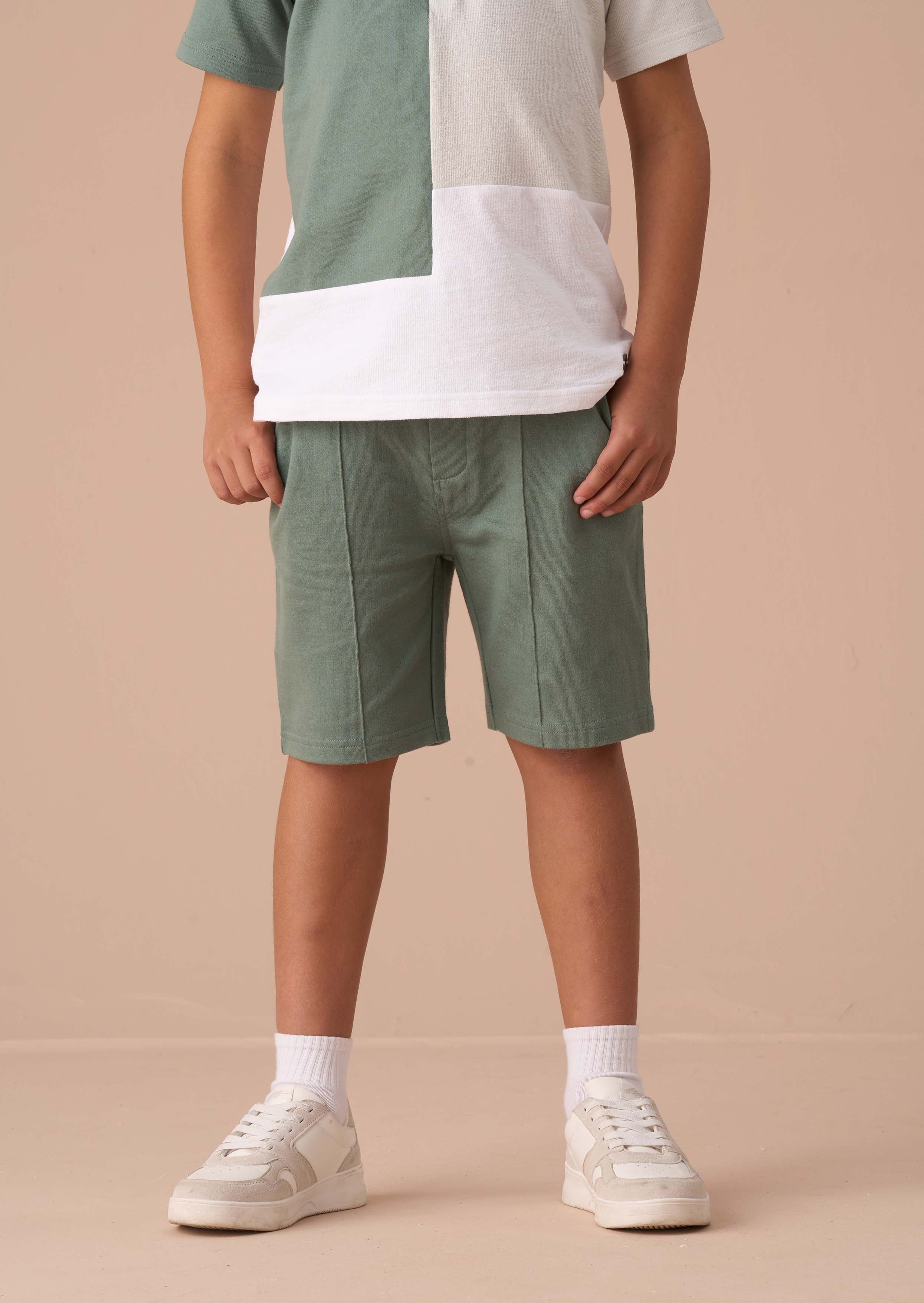 Online Green Textured Smart Shorts