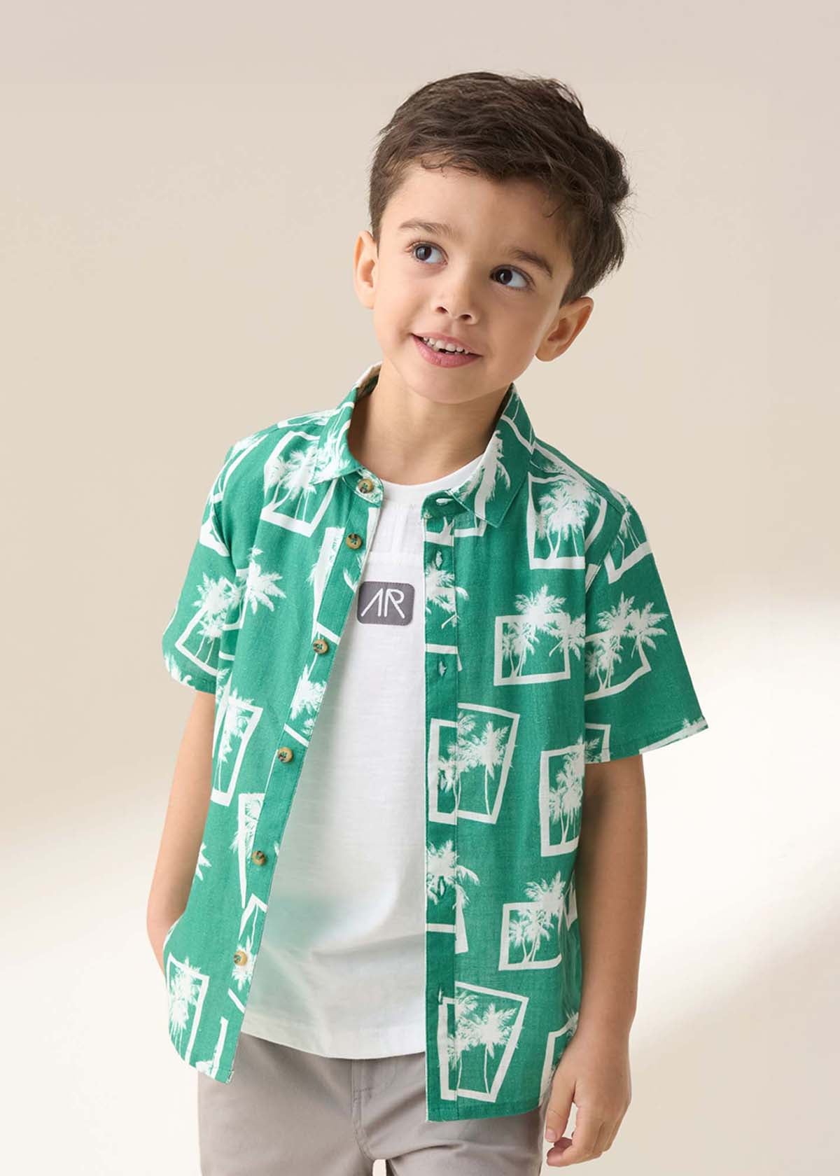 Jamie Palm Print Resort Shirt Green