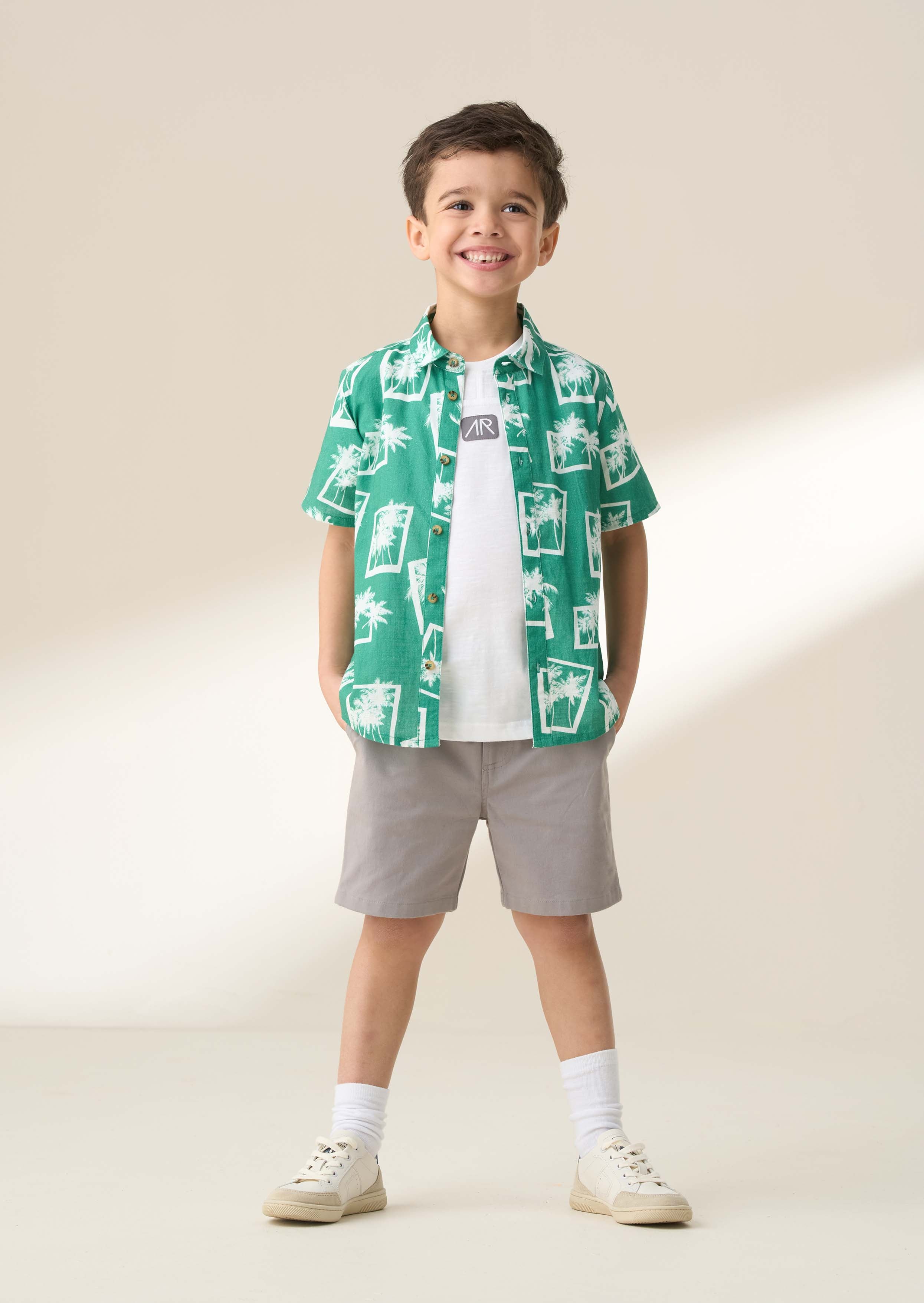 Jamie Palm Print Resort Shirt Green