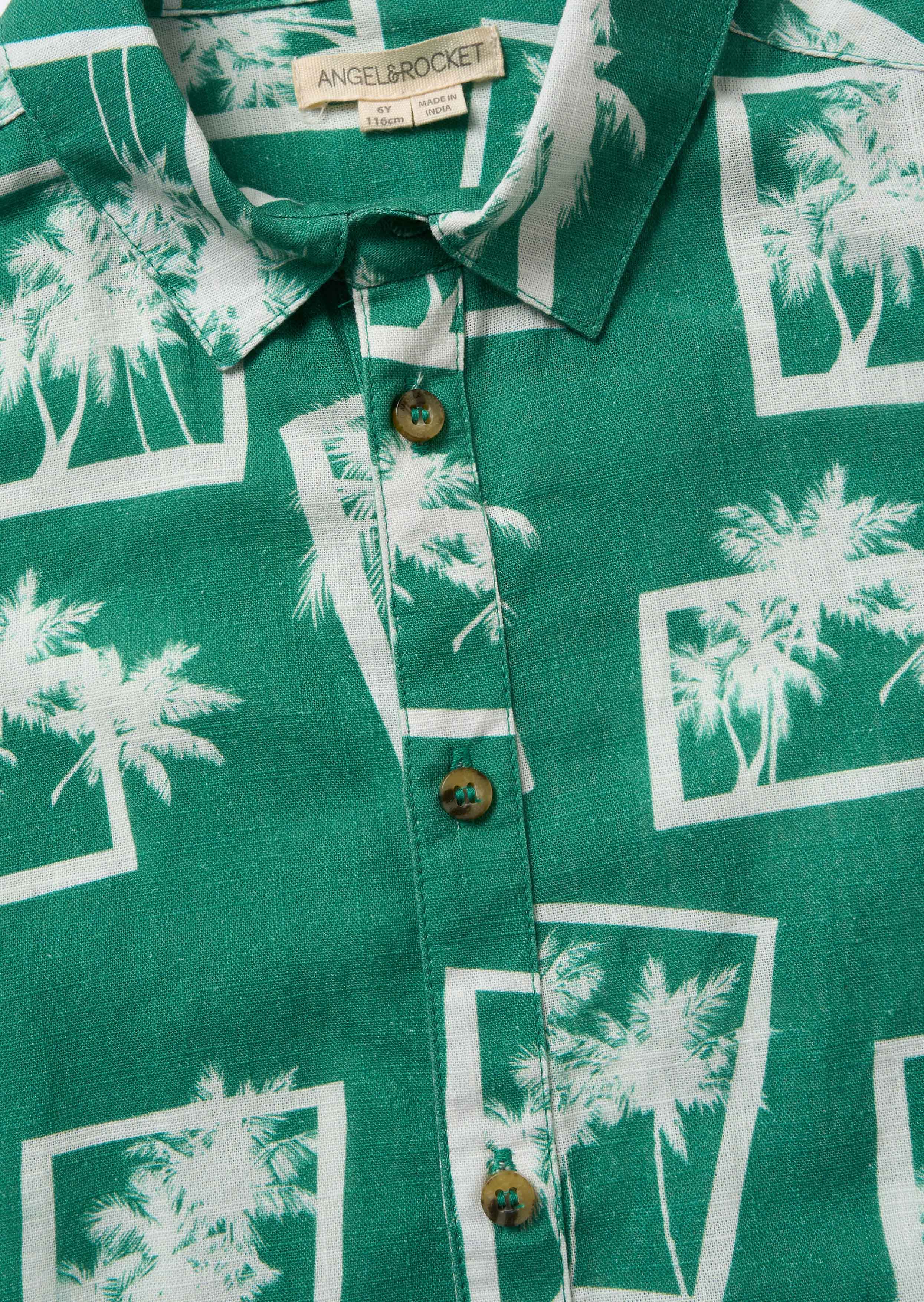 Jamie Palm Print Resort Shirt Green