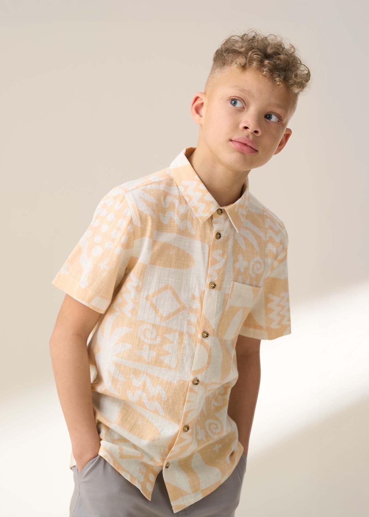 Bau Orange Printed Holiday Shirt